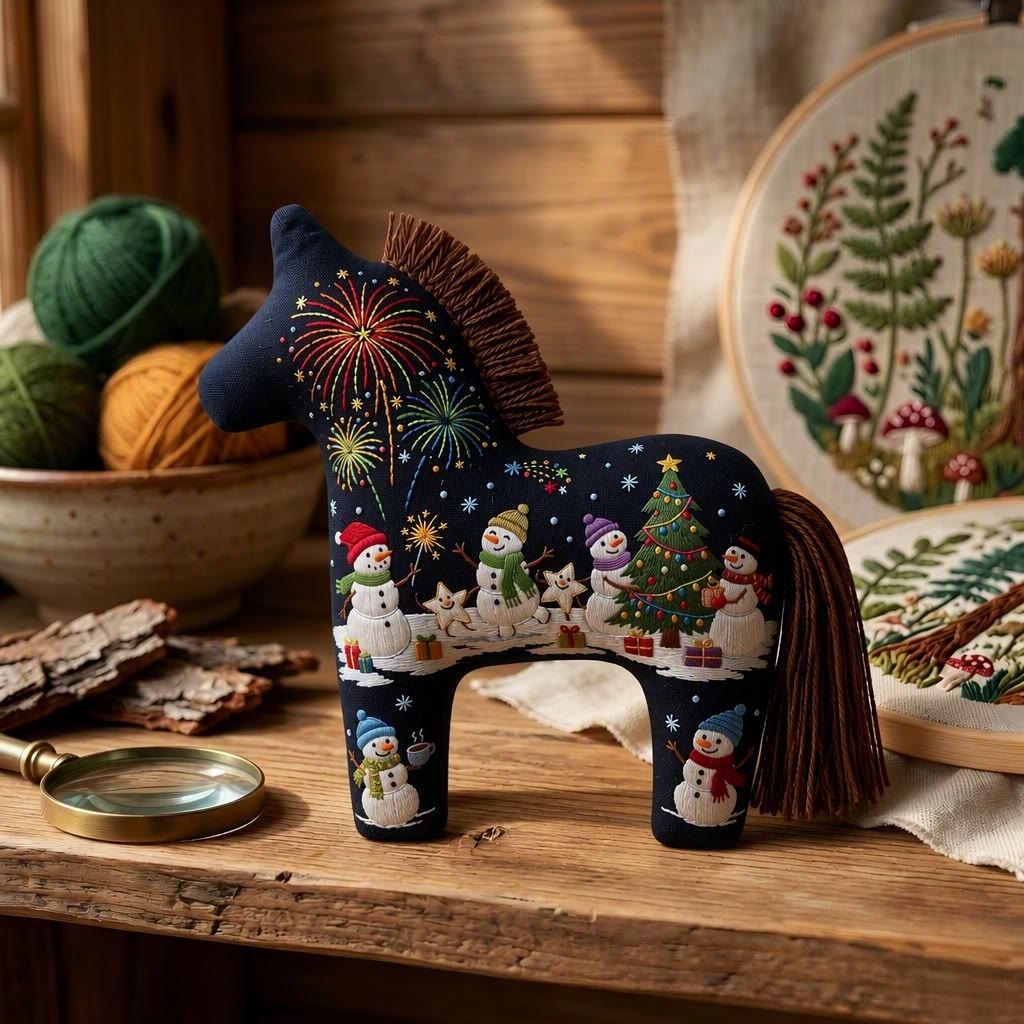 Rubbyoo Dala Horse Embroidery Kit - Merry Christmas Eve Carnival | Adorable Fairytale Party Accent | Nursery Room Cozy Festive Decor - image 2