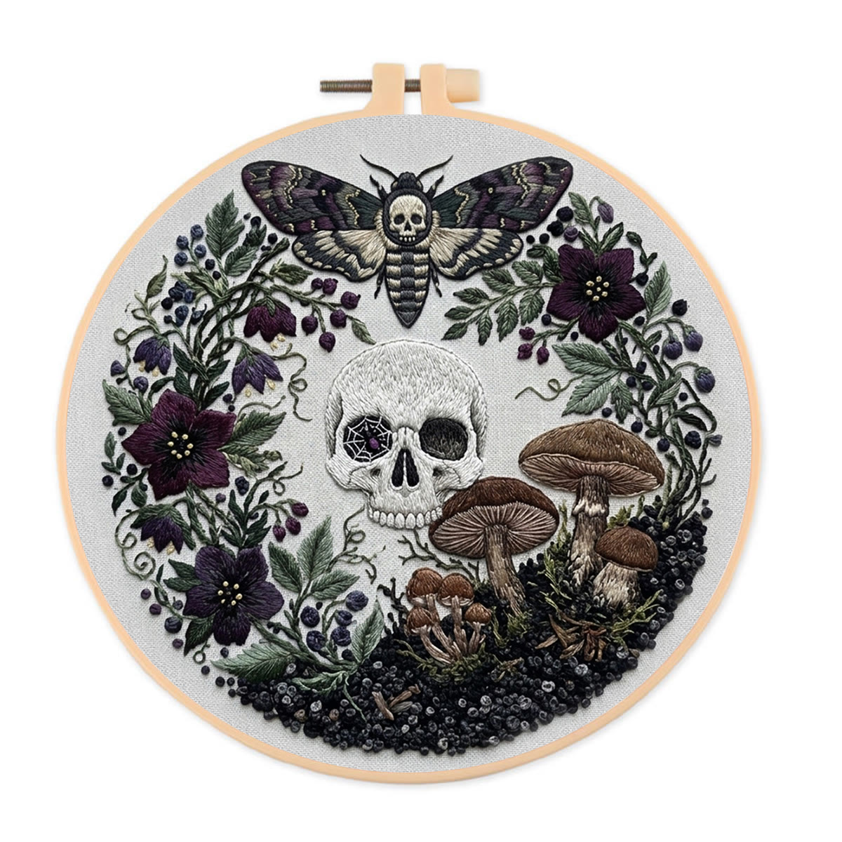 Rubbyoo Embroidery Kit - Skeleton Tomb | Bizarre Aesthetic Decor | Handmade Halloween Vibe Gift - 20*20cm - image 1