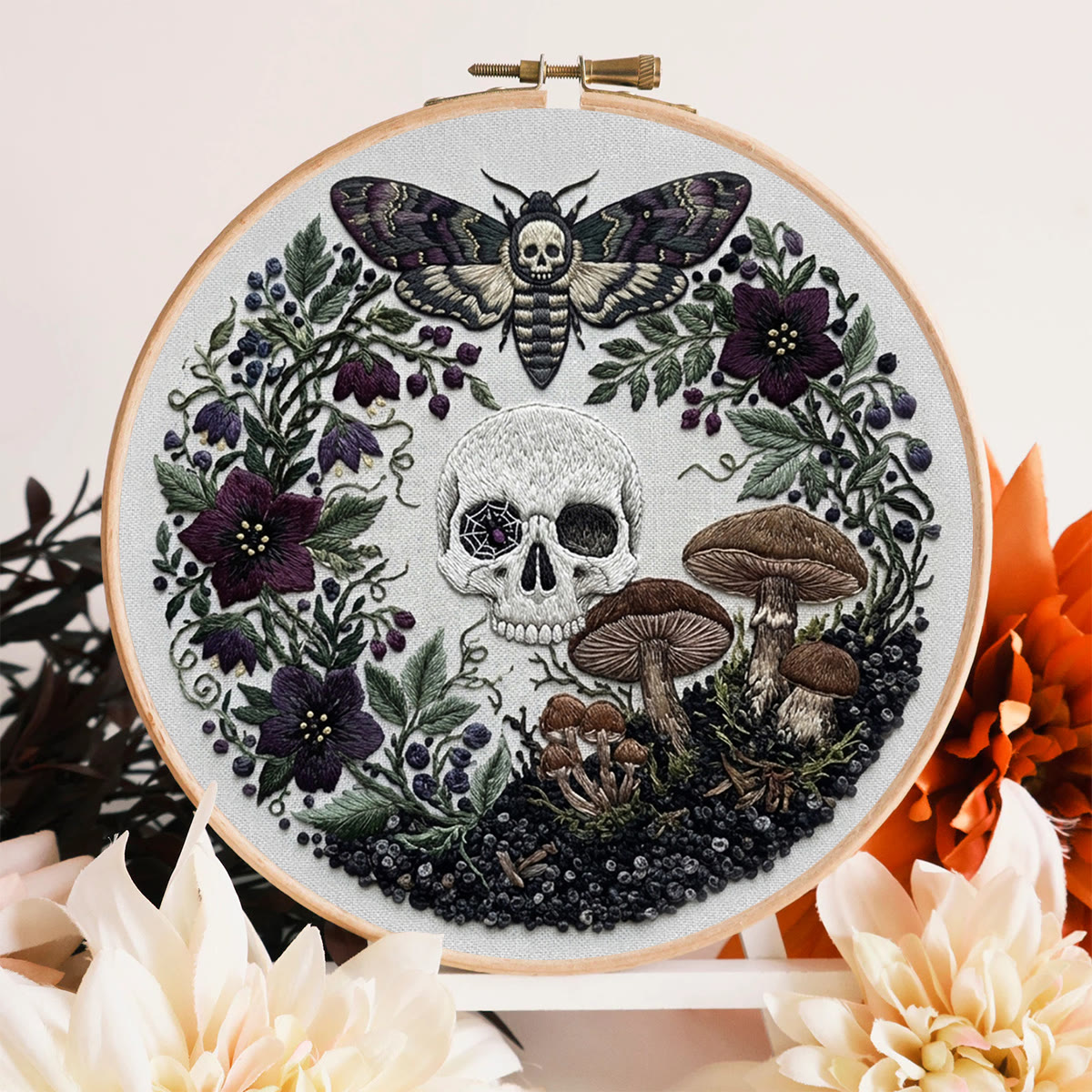 Rubbyoo Embroidery Kit - Skeleton Tomb | Bizarre Aesthetic Decor | Handmade Halloween Vibe Gift - image 3