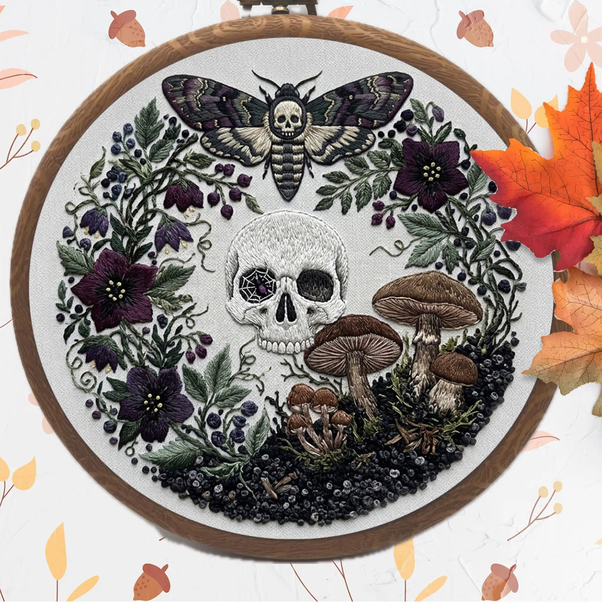 Rubbyoo Embroidery Kit - Skeleton Tomb | Bizarre Aesthetic Decor | Handmade Halloween Vibe Gift - image 2