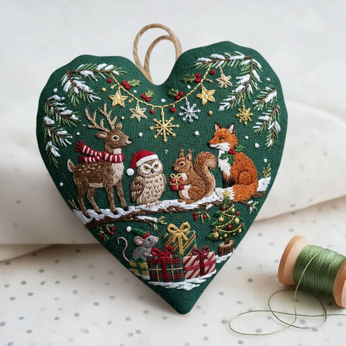 Rubbyoo Heart Embroidery Kit - Cheerful Christmas Party | Romantic Forest Landscape Art | Meaningful Gift For Cherished Togetherness - image 2