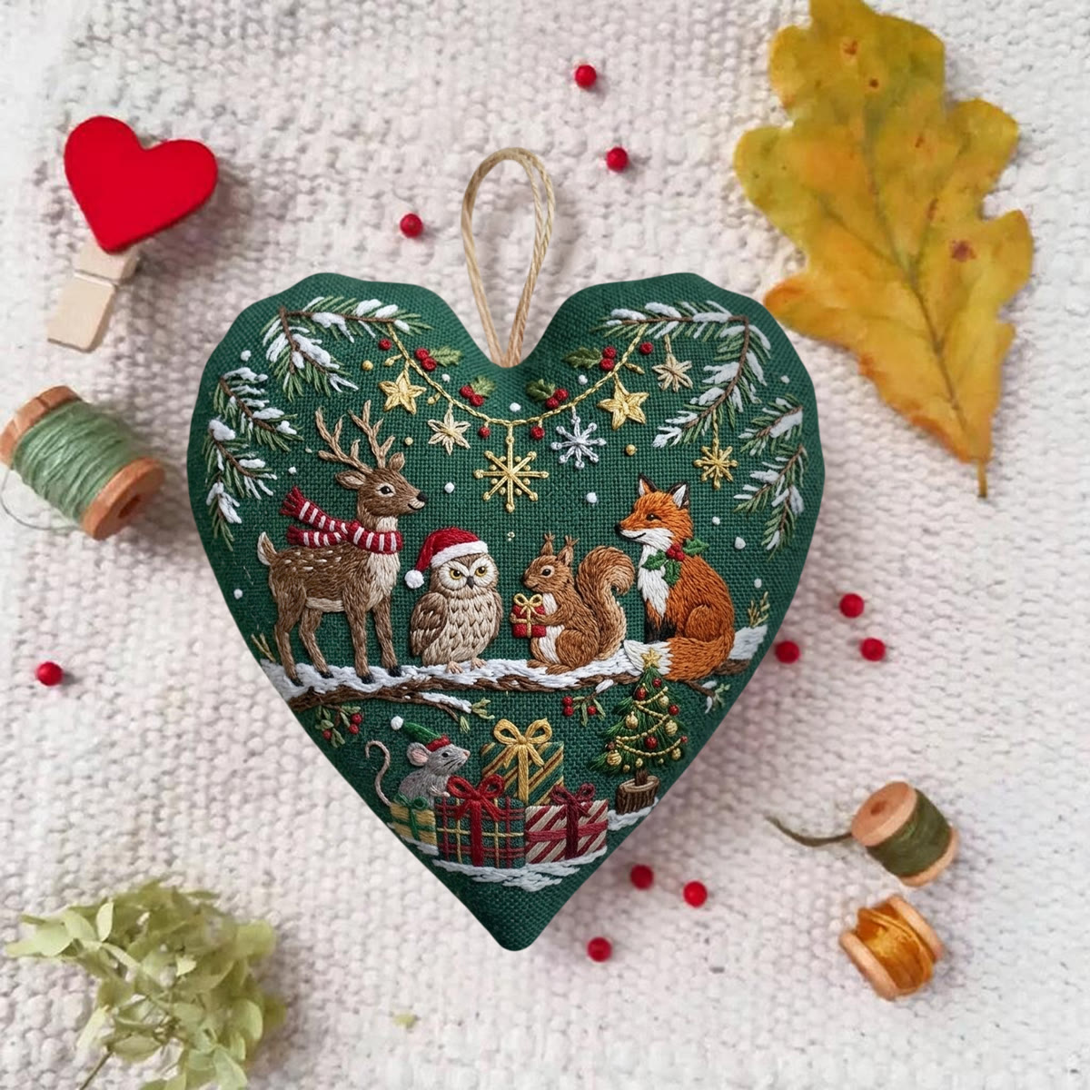 Rubbyoo Heart Embroidery Kit - Cheerful Christmas Party | Romantic Forest Landscape Art | Meaningful Gift For Cherished Togetherness - image 5