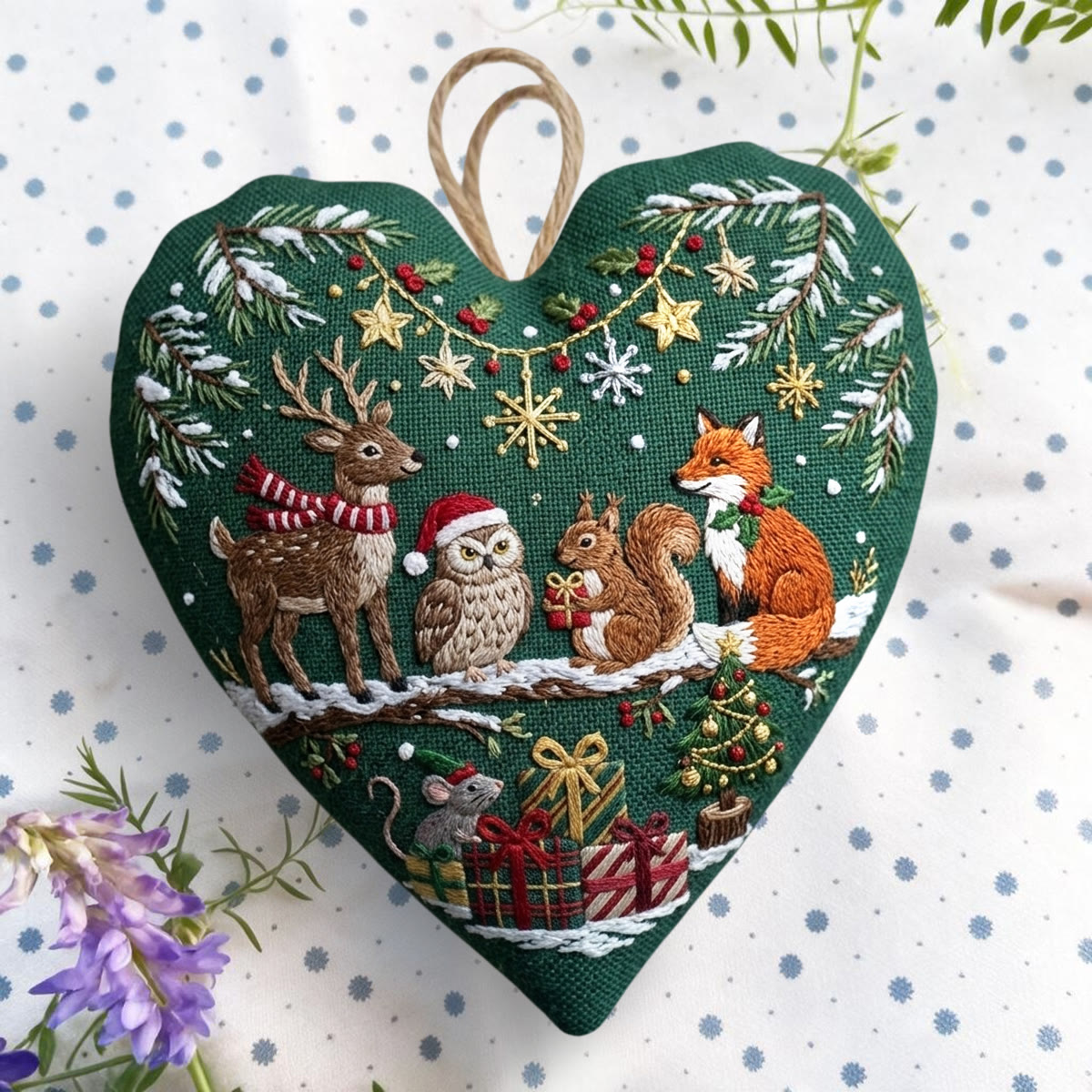 Rubbyoo Heart Embroidery Kit - Cheerful Christmas Party | Romantic Forest Landscape Art | Meaningful Gift For Cherished Togetherness - image 4