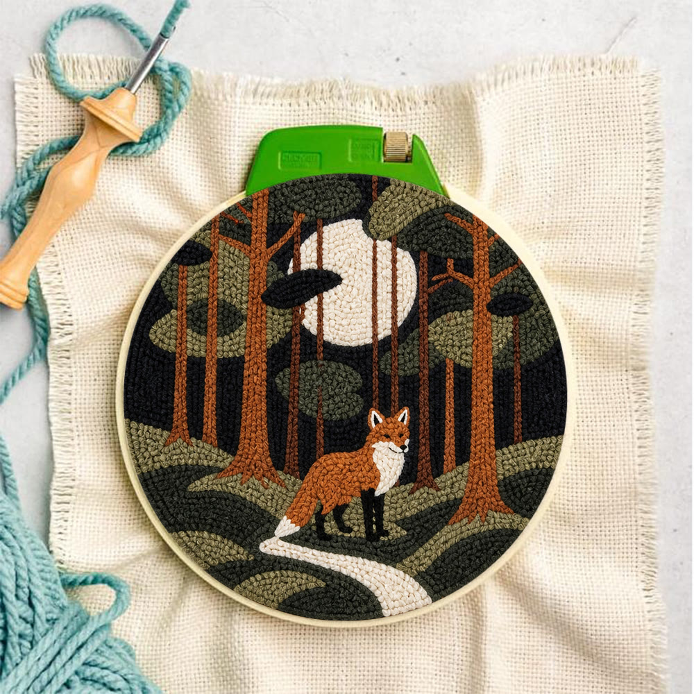Forest Fox Punch Needle Kit -  Cozy Woodland Vibe Decor | Unique Animal Craft Kit - image 4