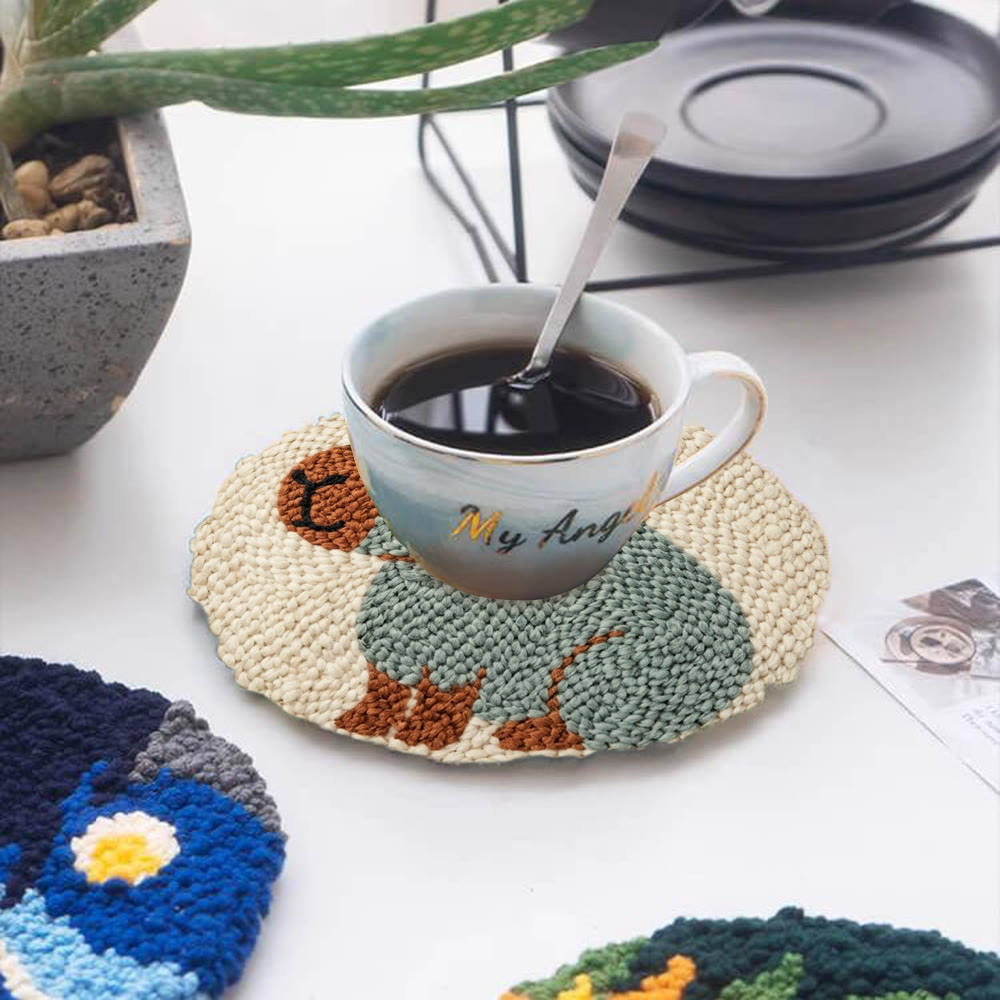 Cute Capybara Punch Needle Kit -  Handmade Warm Home Ornament | Entry-Level Adult New Hobby - 5 inch Coaster Kit - image 12