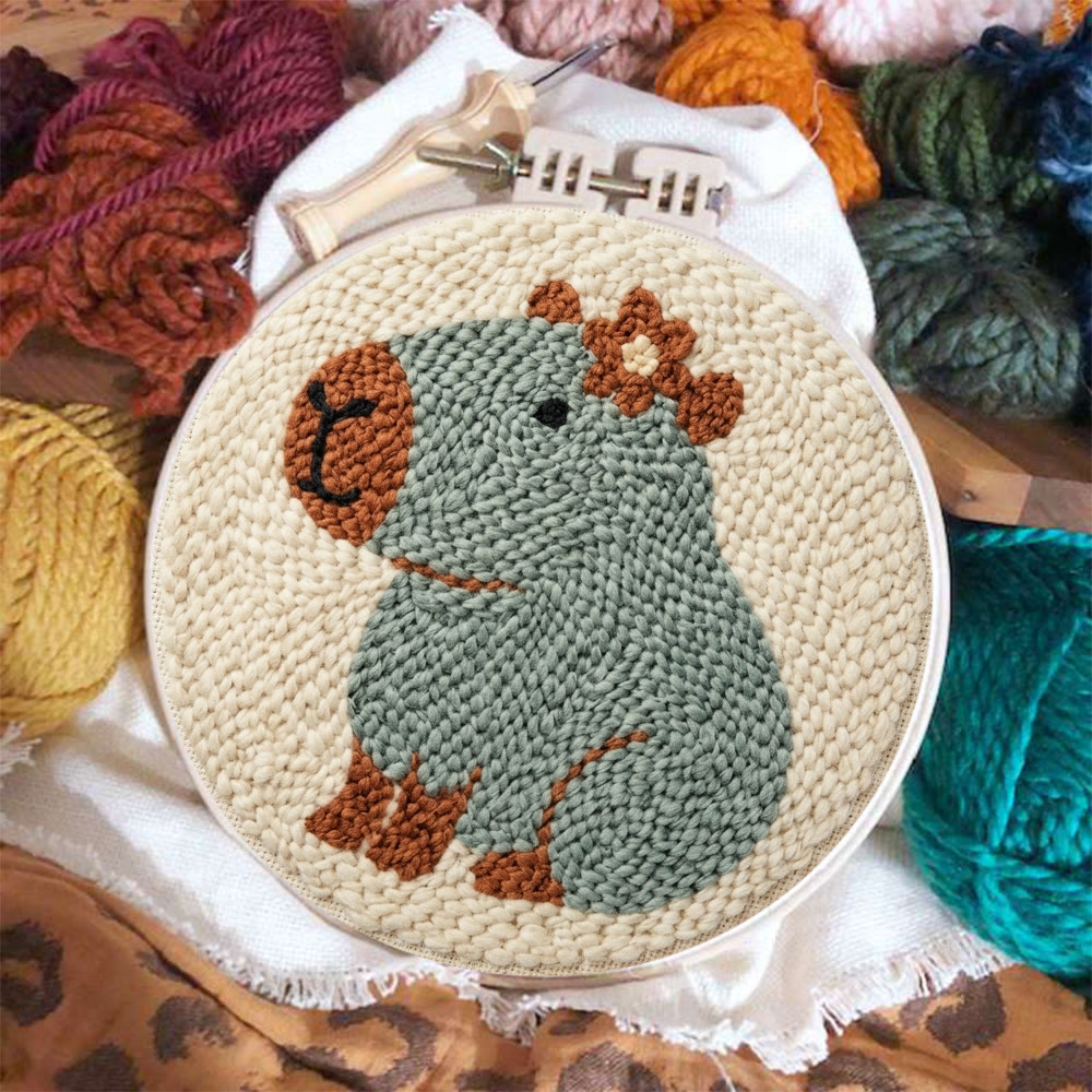 Cute Capybara Punch Needle Kit -  Handmade Warm Home Ornament | Entry-Level Adult New Hobby - image 6