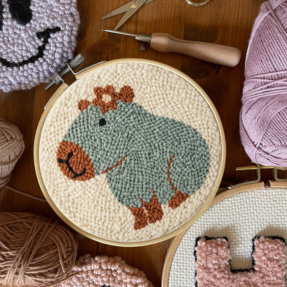Cute Capybara Punch Needle Kit -  Handmade Warm Home Ornament | Entry-Level Adult New Hobby - image 9
