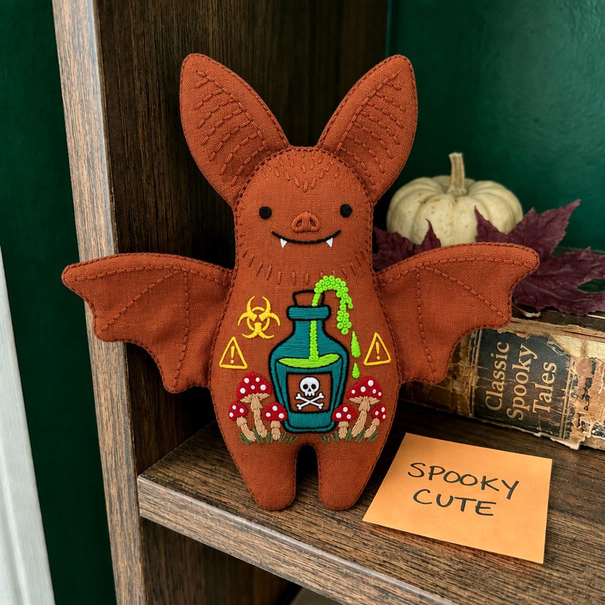 Rubbyoo Bat Embroidery Kit - Creepy Toxic Potion | Poison Mushroom Skull Artwork | Unique Halloween Party Decoration - image 7