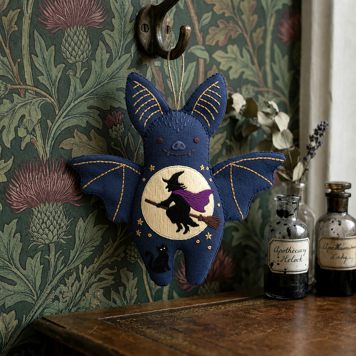 Rubbyoo Bat Embroidery Kit - Moonlit Flying Witch | Halloween Spooky Night Scene | Magical Starry Night - image 9