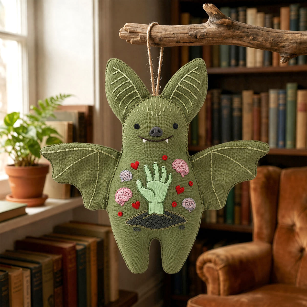 Rubbyoo Bat Embroidery Kit - Spooky Zombie Hand | Halloween Gothic Horror Decor | Dark Academia Diy Craft - image 2