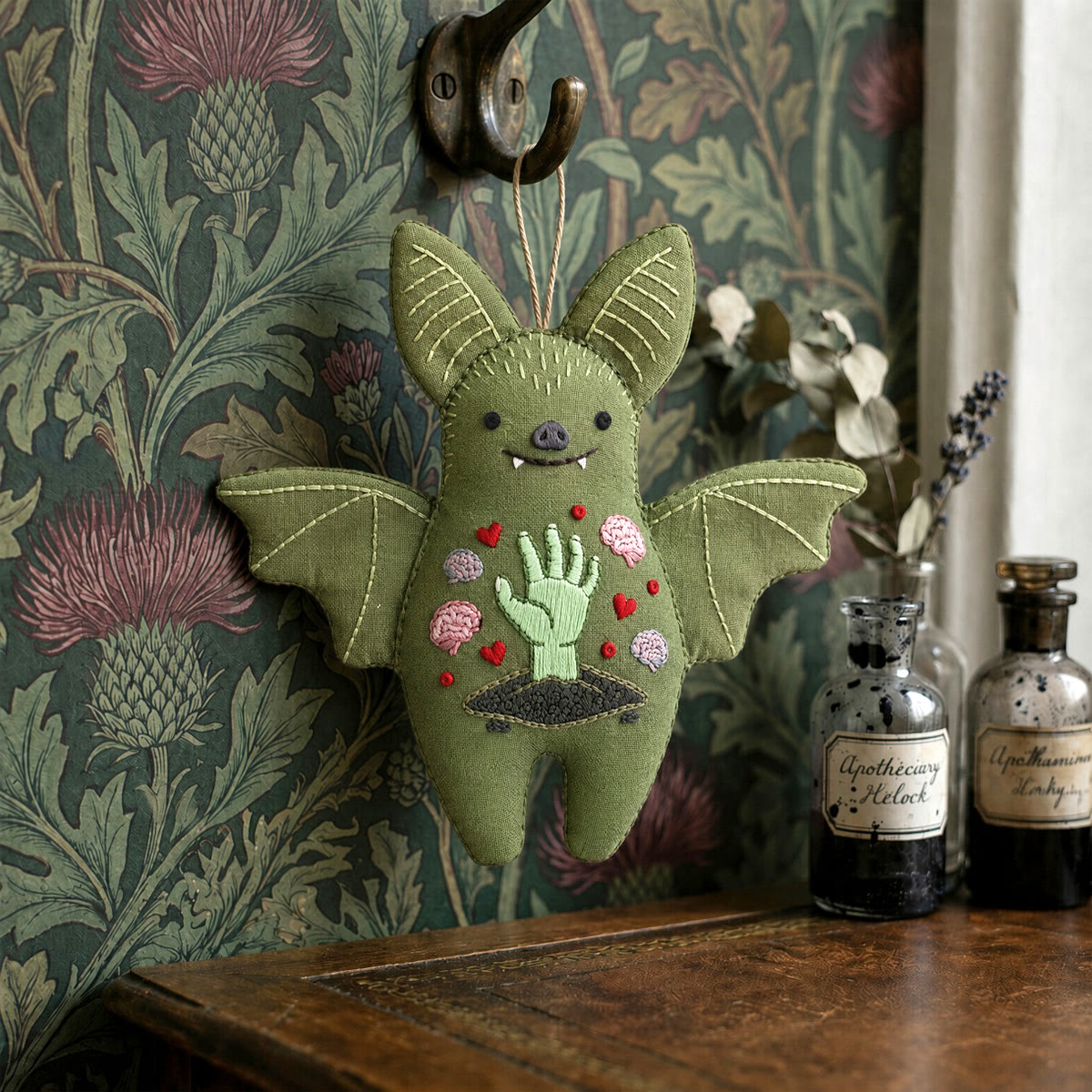 Rubbyoo Bat Embroidery Kit - Spooky Zombie Hand | Halloween Gothic Horror Decor | Dark Academia Diy Craft - image 8