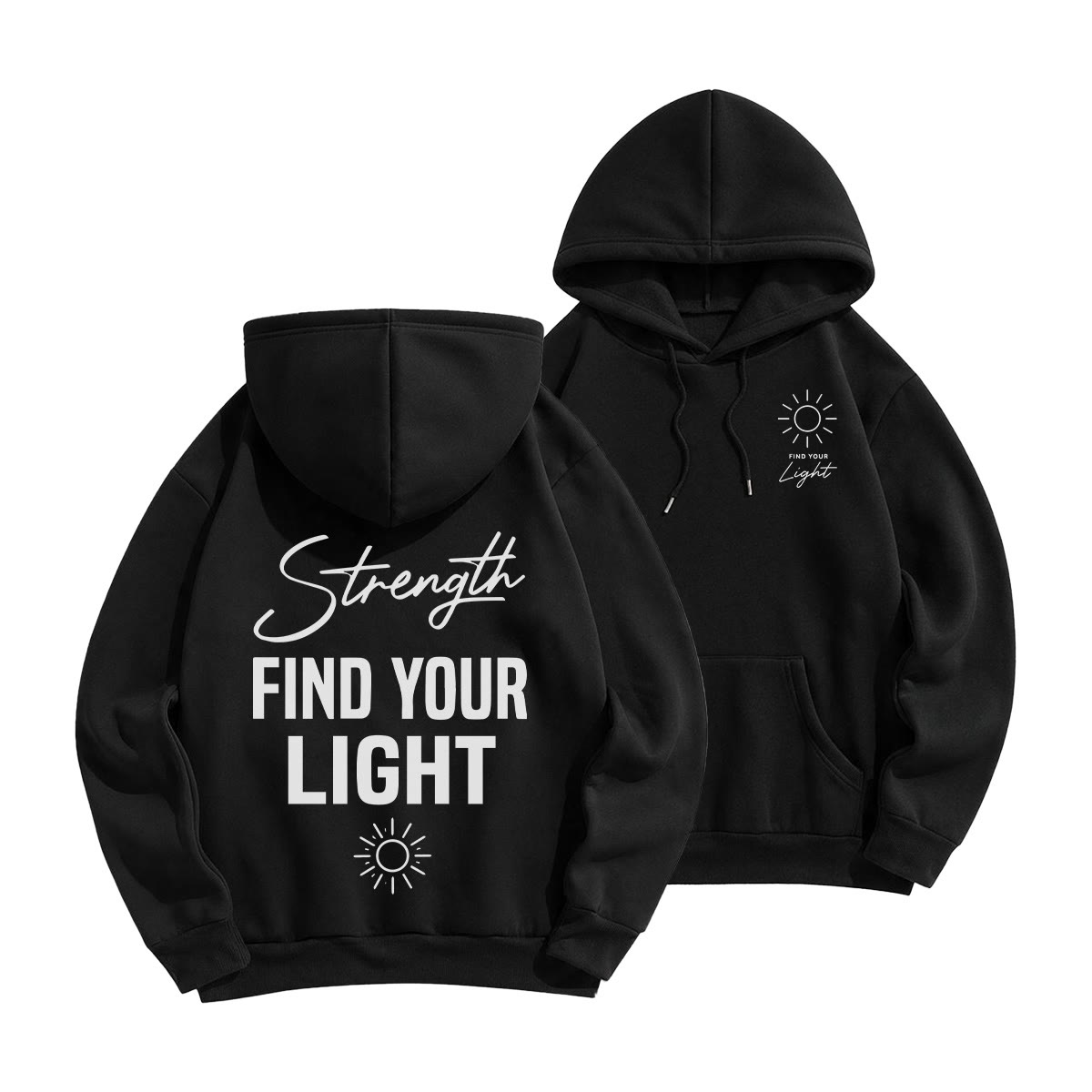 Rubbyoo Find Your Light Unisex Hoodie  - Black - 2XL - image 1