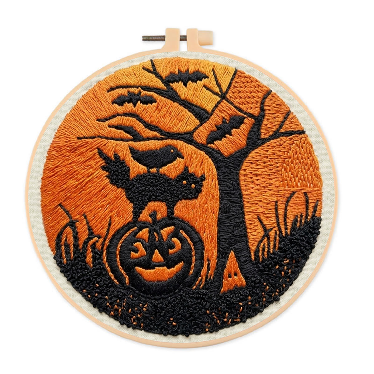 Rubbyoo Embroidery Kit - Magical  Midnight | Intricate Pumpkin & Cat Pattern | Halloween Room Accent - 20*20cm - image 1