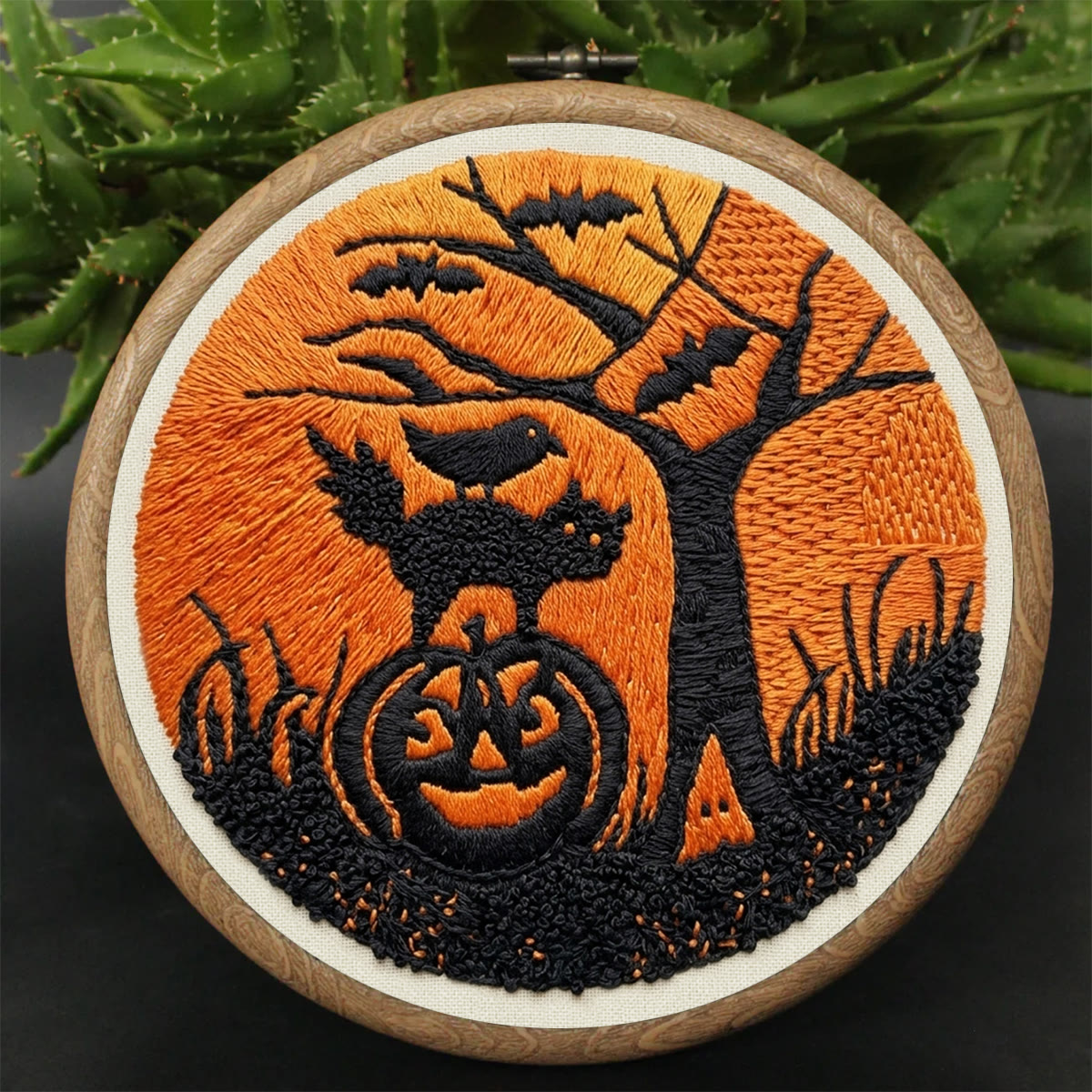 Rubbyoo Embroidery Kit - Magical  Midnight | Intricate Pumpkin & Cat Pattern | Halloween Room Accent - image 2