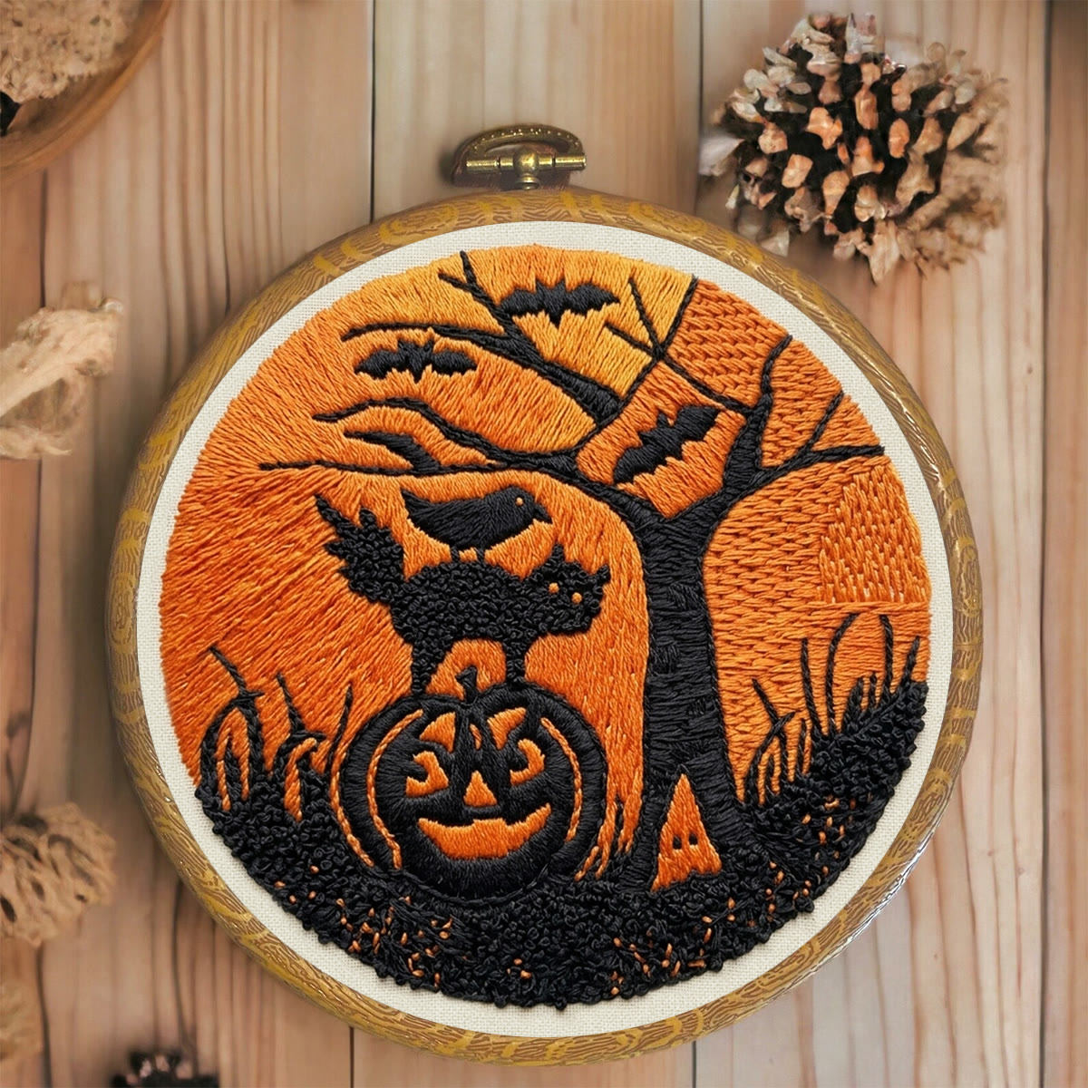 Rubbyoo Embroidery Kit - Magical  Midnight | Intricate Pumpkin & Cat Pattern | Halloween Room Accent - image 3