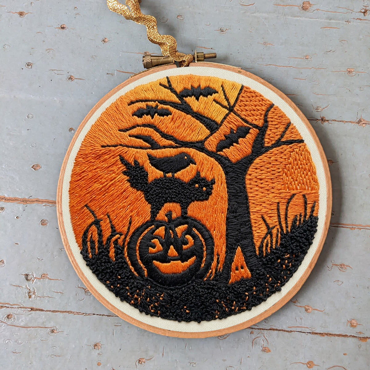 Rubbyoo Embroidery Kit - Magical  Midnight | Intricate Pumpkin & Cat Pattern | Halloween Room Accent - image 6
