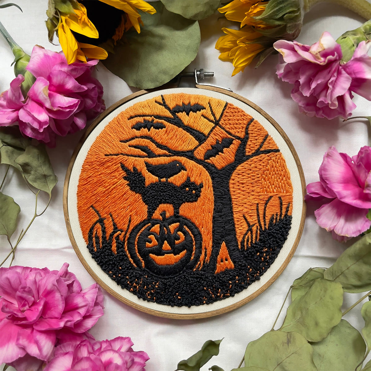 Rubbyoo Embroidery Kit - Magical  Midnight | Intricate Pumpkin & Cat Pattern | Halloween Room Accent - image 7