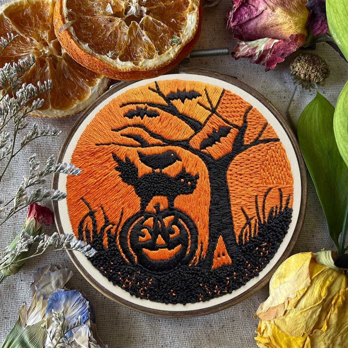 Rubbyoo Embroidery Kit - Magical  Midnight | Intricate Pumpkin & Cat Pattern | Halloween Room Accent - image 5