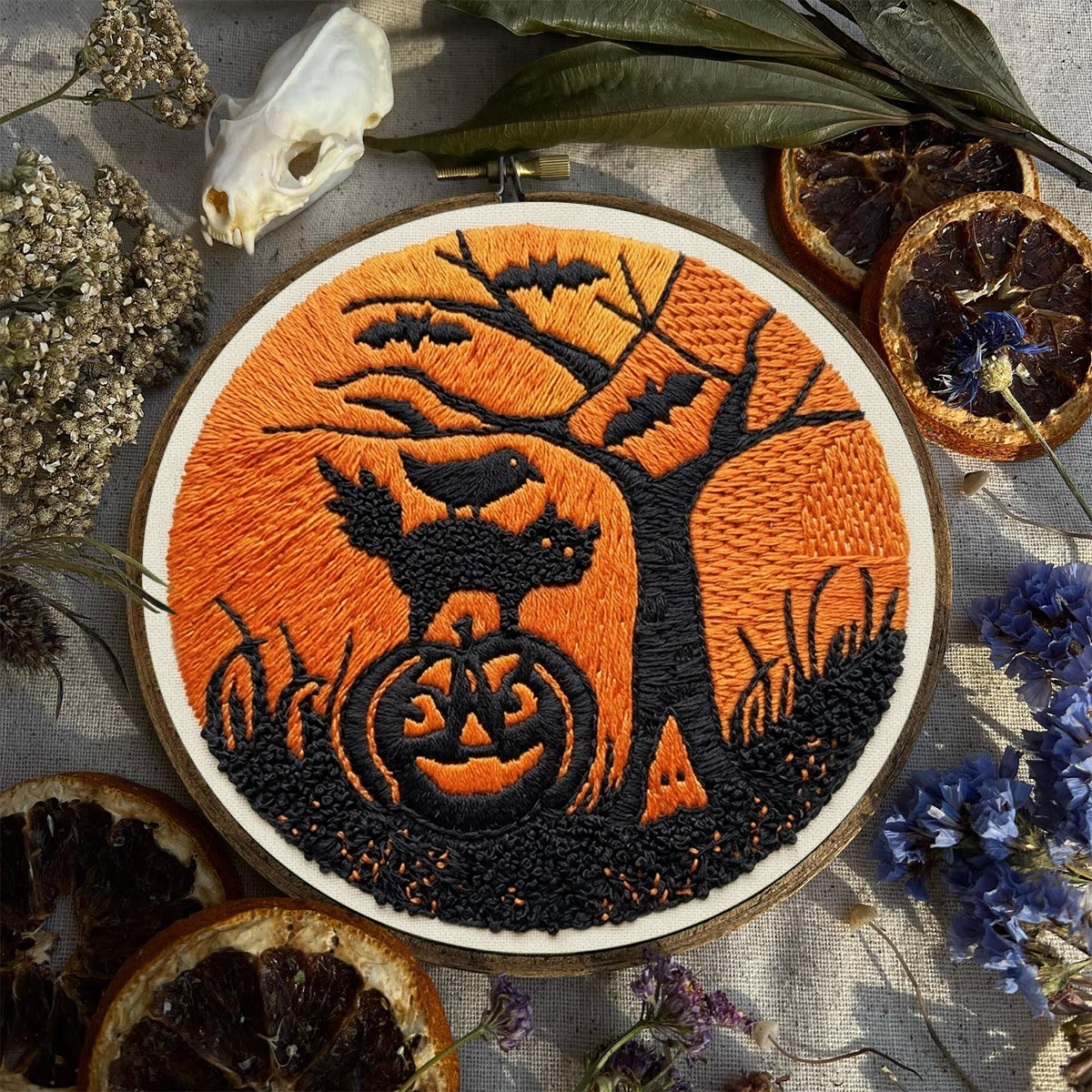 Rubbyoo Embroidery Kit - Magical  Midnight | Intricate Pumpkin & Cat Pattern | Halloween Room Accent - image 4