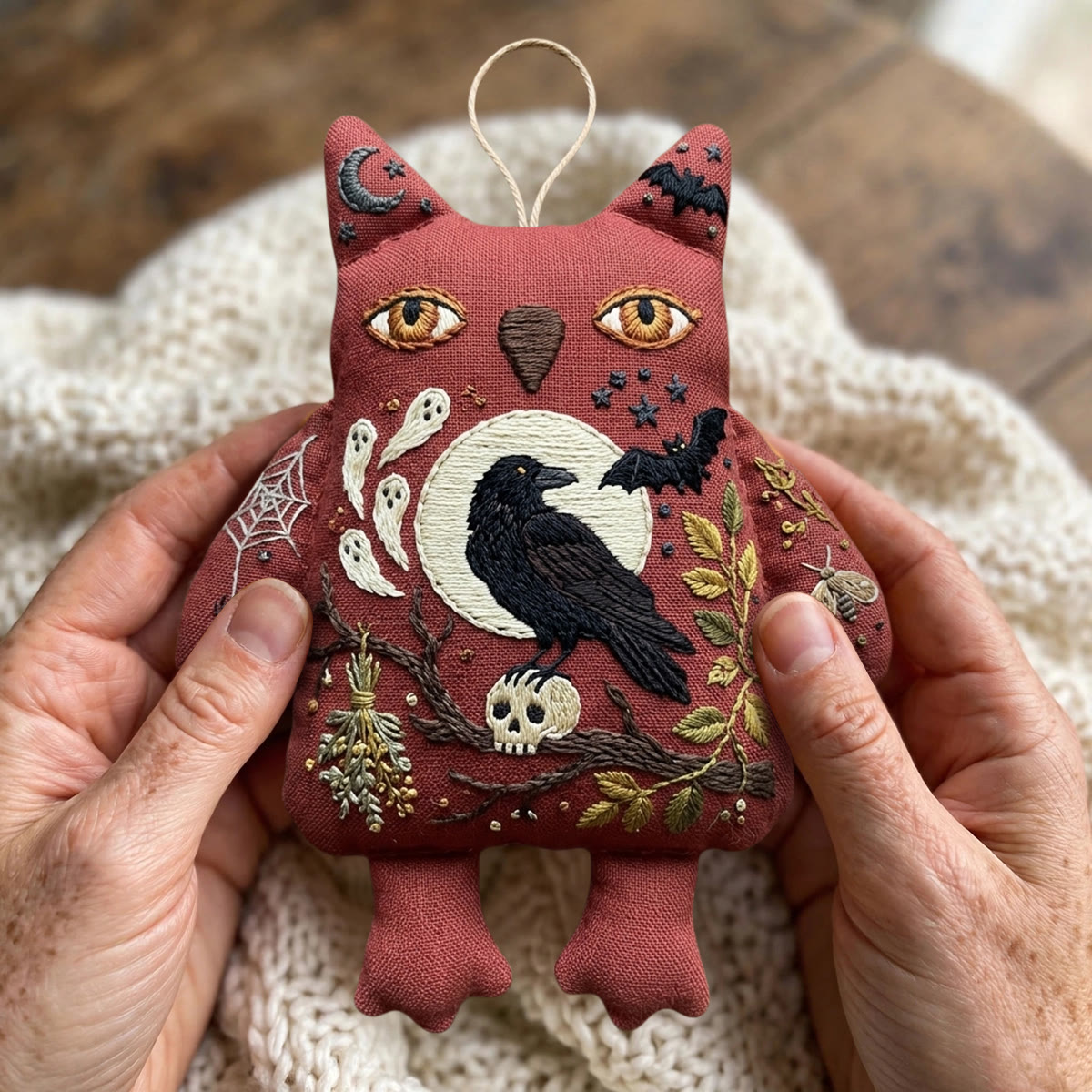 Rubbyoo Owl Embroidery Kit -  Raven Under The Full Moon | Ideal Halloween Gift For Goth Lovers | Witchcore Spooky Night Design - image 5