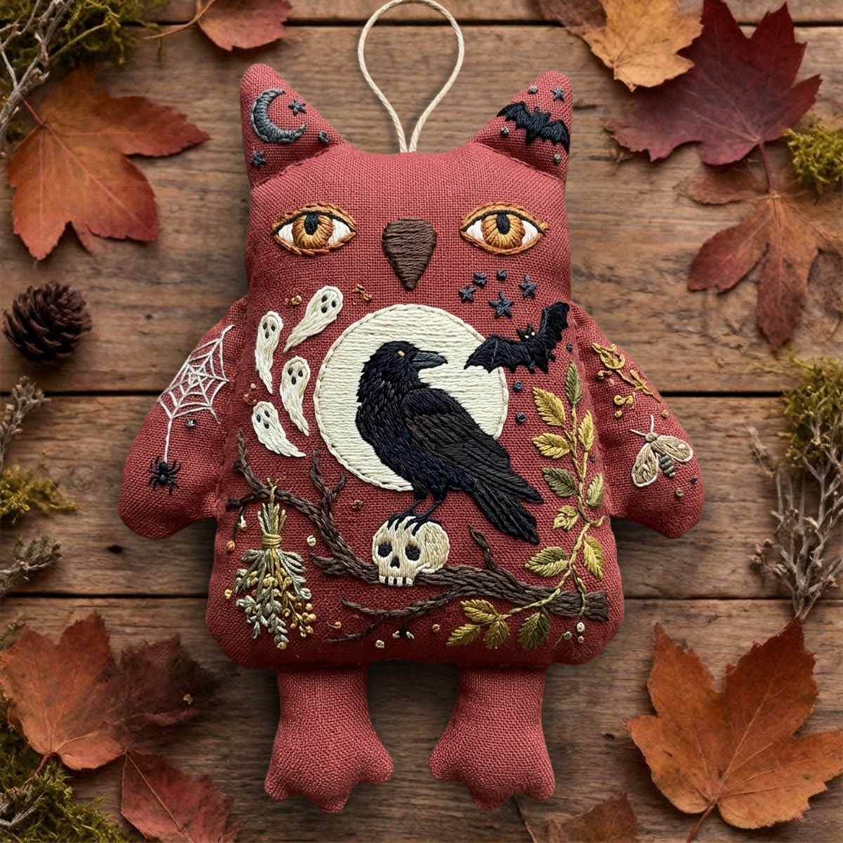 Rubbyoo Owl Embroidery Kit -  Raven Under The Full Moon | Ideal Halloween Gift For Goth Lovers | Witchcore Spooky Night Design - 6 inches hoop kit - image 1