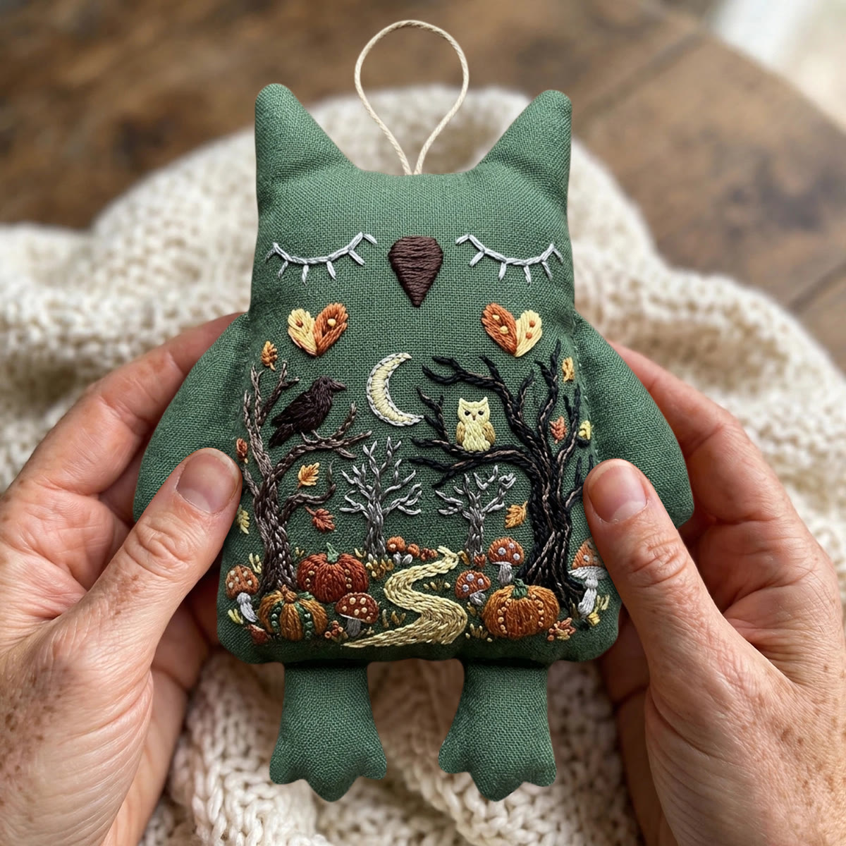 Rubbyoo Owl Embroidery Kit -  Mysterious Pumpkin Woodland | Diy Whimsical Halloween Home Accent | Spooky Forest Night Craft - image 2