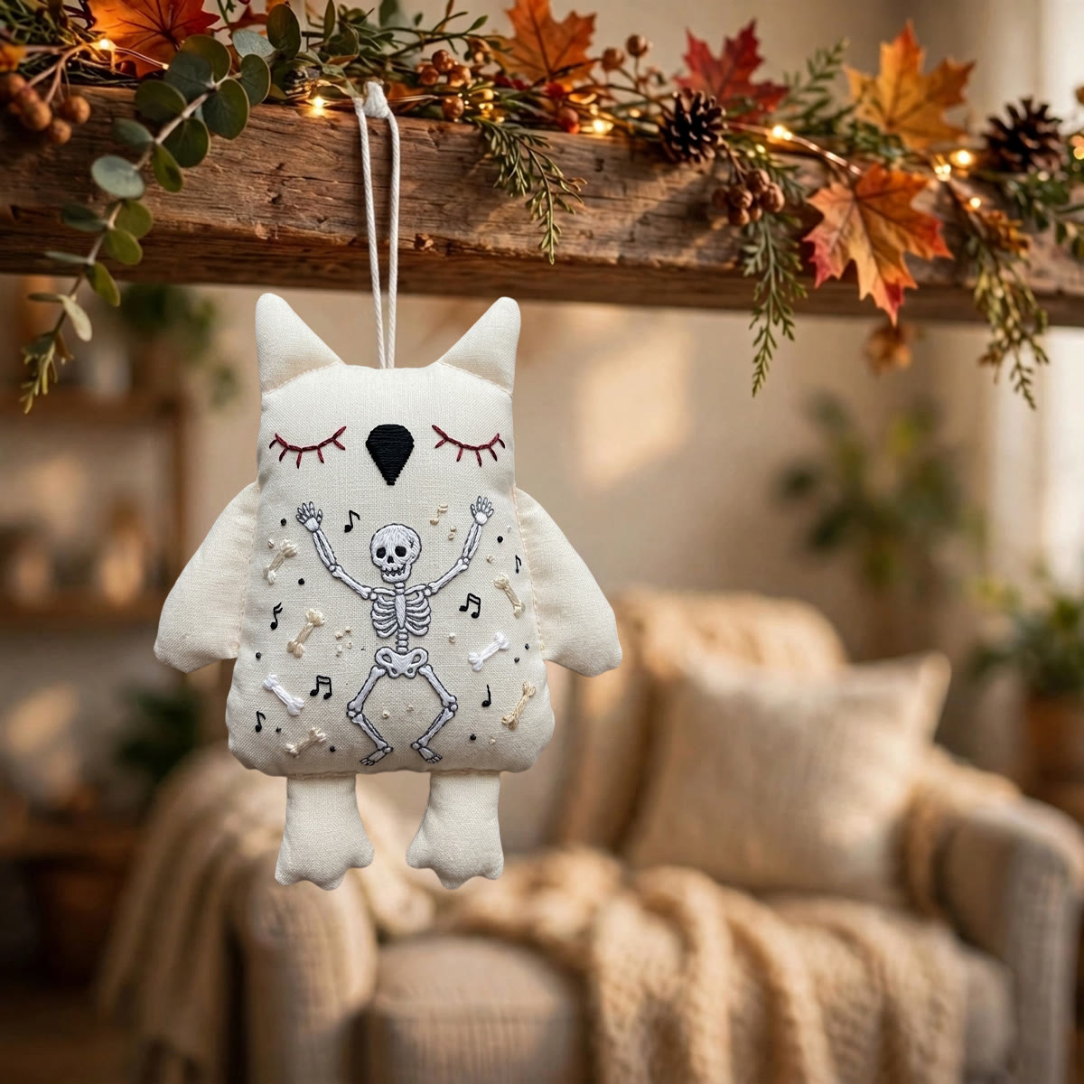 Rubbyoo Owl Embroidery Kit -  Cheerful Dancing Skeleton | Handmade Halloween Party Decor | Perfect Holiday Gift For Beginners - image 5