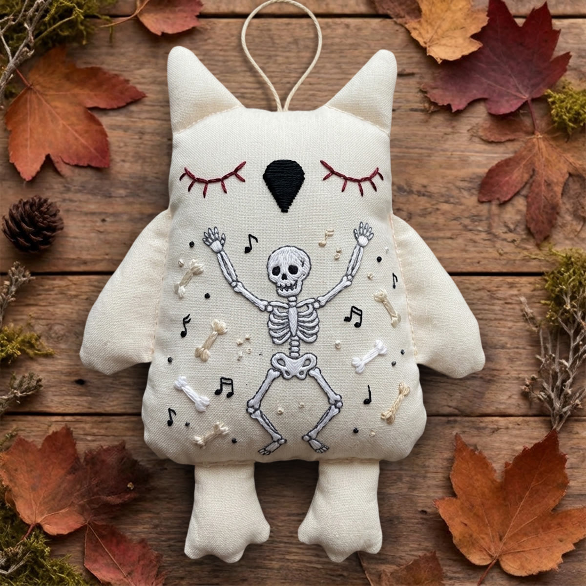 Rubbyoo Owl Embroidery Kit -  Cheerful Dancing Skeleton | Handmade Halloween Party Decor | Perfect Holiday Gift For Beginners - 6 inches hoop kit - image 1