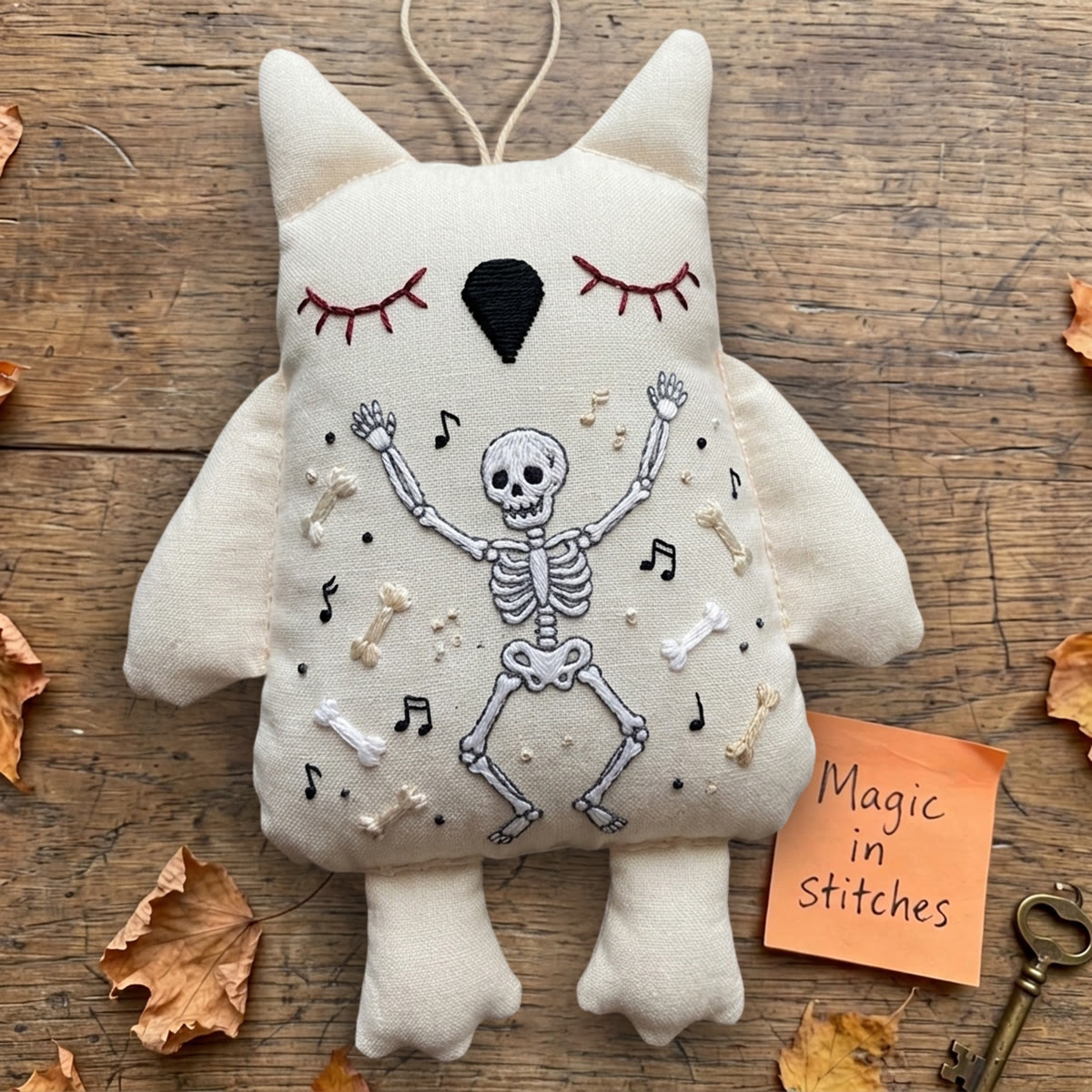 Rubbyoo Owl Embroidery Kit -  Cheerful Dancing Skeleton | Handmade Halloween Party Decor | Perfect Holiday Gift For Beginners - image 7
