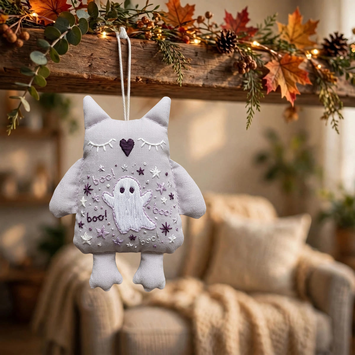 Rubbyoo Owl Embroidery Kit -  Lovely Ghost Boo | Halloween Nursery Room Accent | Cute Holiday Home Decor - image 2