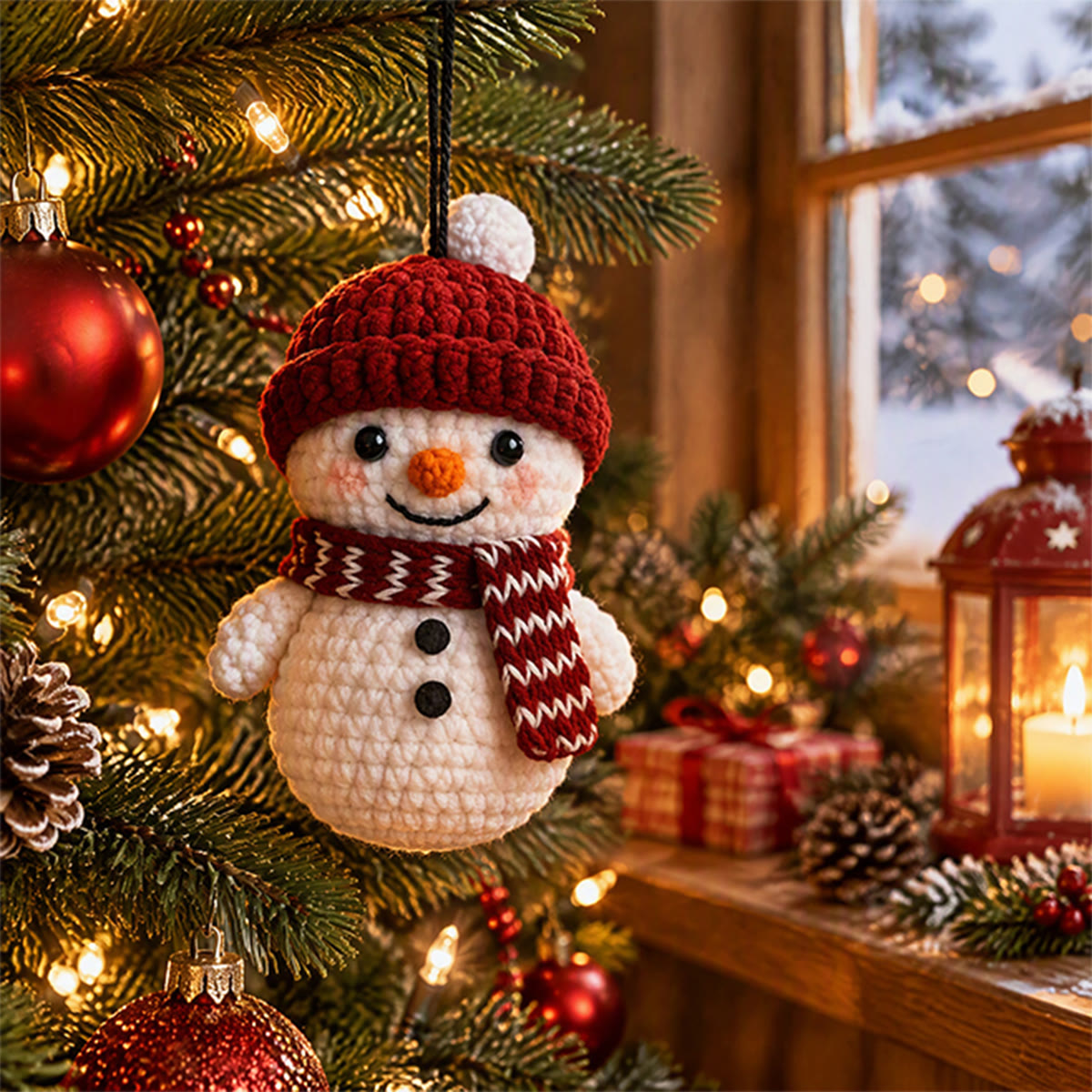 Diy Handmade Christmas Snowman Crochet Kit - Unique Decorative Keychain | Christmas Tree Hanging Ornament - Christmas Snowman - image 1