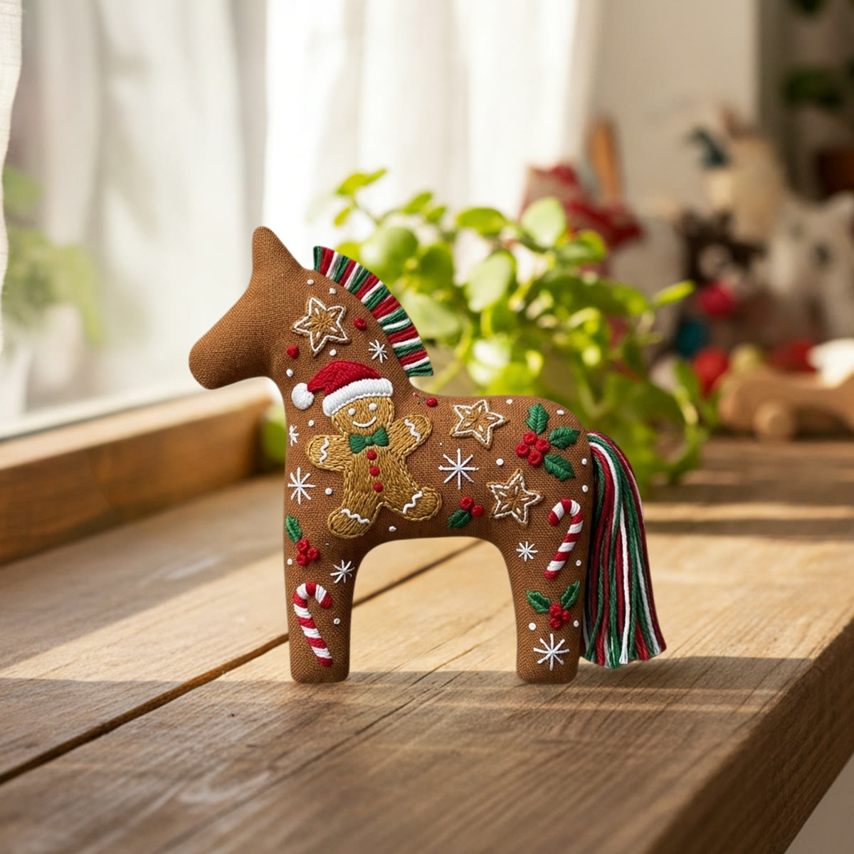 Rubbyoo Dala Horse Embroidery Kit - Christmas Gingerbread Man | Lovely Xmas Tree Decor | Thoughtful Holiday Gift For Beginners - image 2