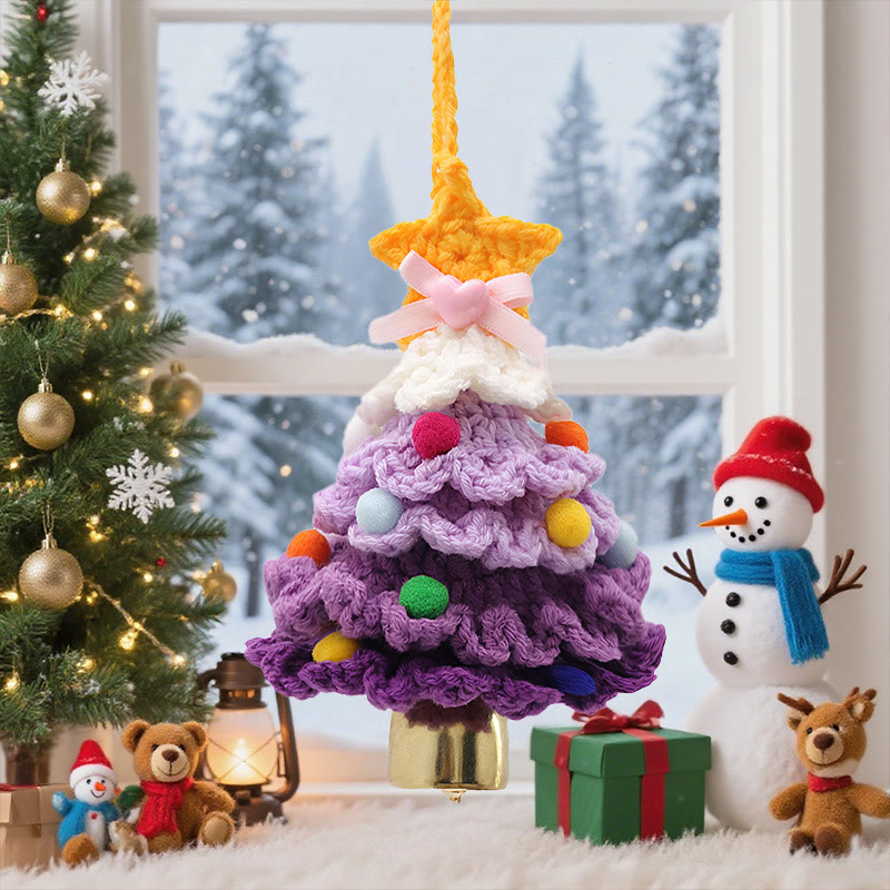 Rubbyoo Colorful Xmas Tree Hanging - Handmade Crochet Christmas Ornament | Festive Party Accent - Deep purple - image 1