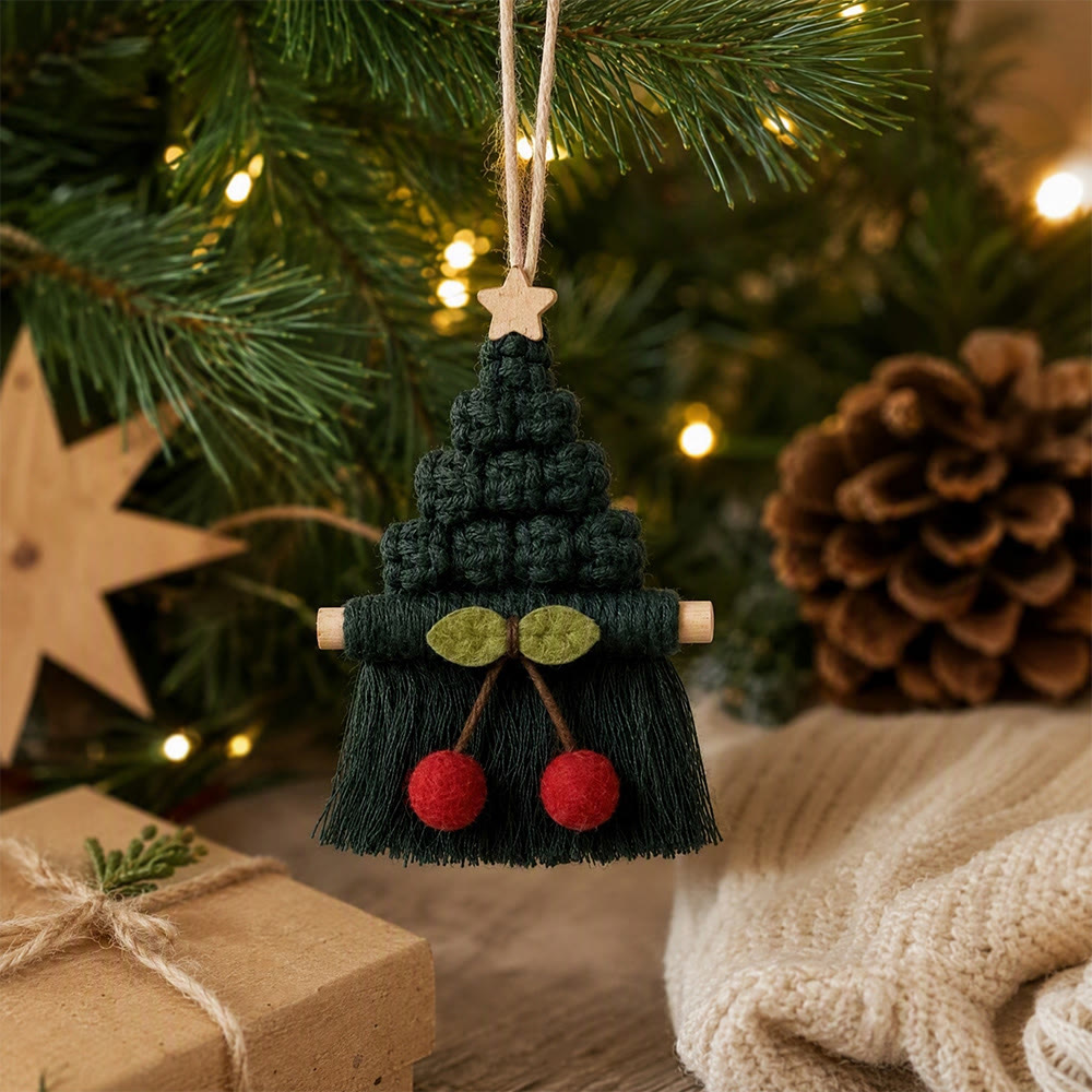 Rubbyoo Christmas Tree Cherry Wall Hanging - Festive Crochet Tassel Ornament | Handcrafted Rustic Holiday Decor  - image 10
