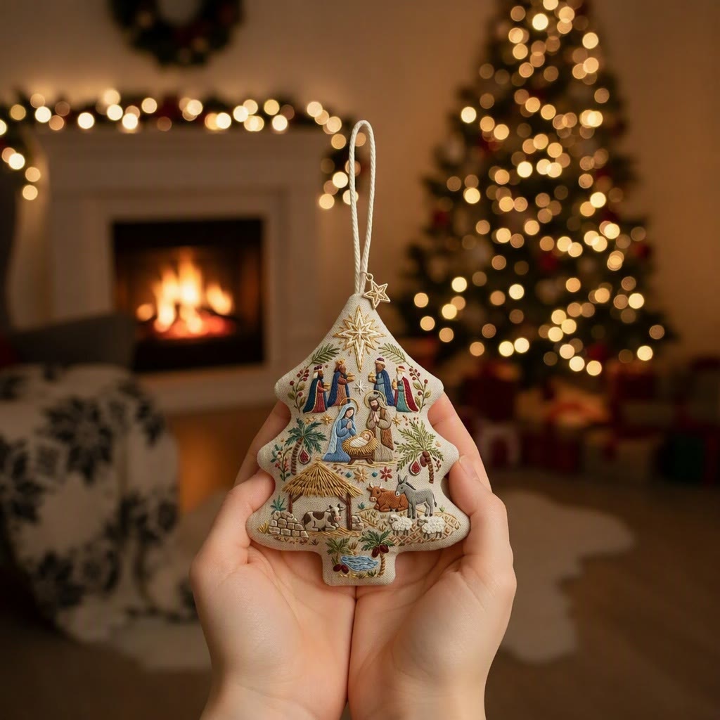 Rubbyoo Tree-shaped Embroidery Kit - The Birth Of Jesus | Ideal Religious Christmas Accent | Christian Nativity Scene Craft - image 5