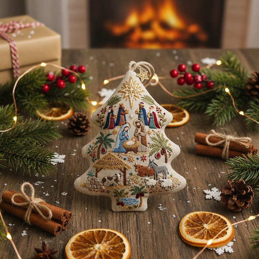 Rubbyoo Tree-shaped Embroidery Kit - The Birth Of Jesus | Ideal Religious Christmas Accent | Christian Nativity Scene Craft - image 2