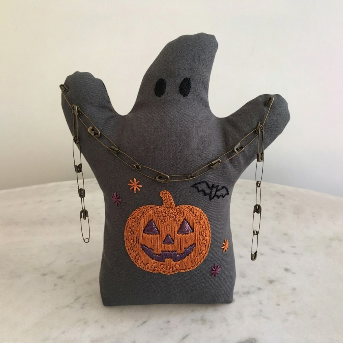 Rubbyoo Ghost Embroidery Kit - Mysterious Jack-o-lantern | Perfect Halloween Party Accent | Ideal Holiday Craft For Beginners - 6 inches hoop kit - image 1