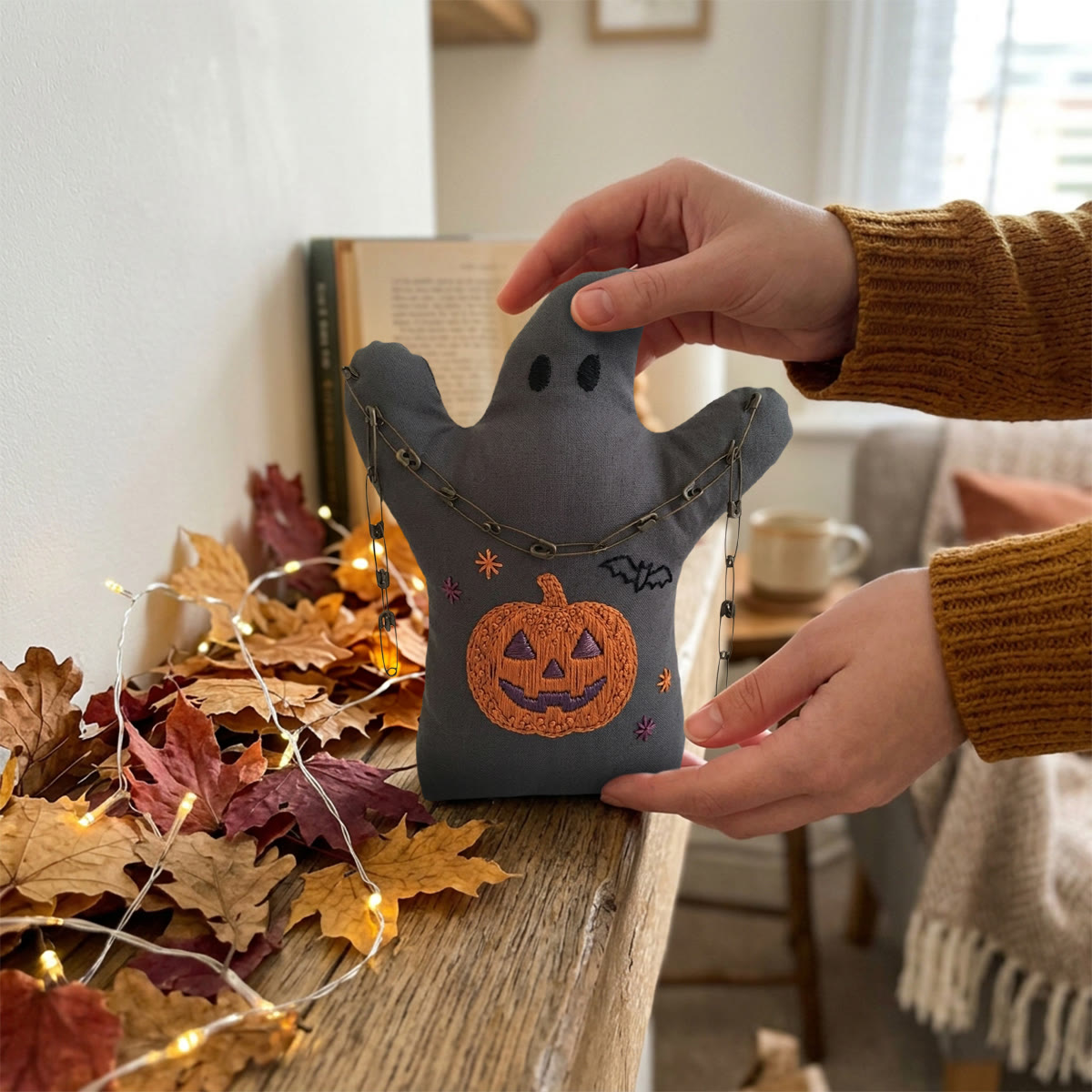 Rubbyoo Ghost Embroidery Kit - Mysterious Jack-o-lantern | Perfect Halloween Party Accent | Ideal Holiday Craft For Beginners - image 5