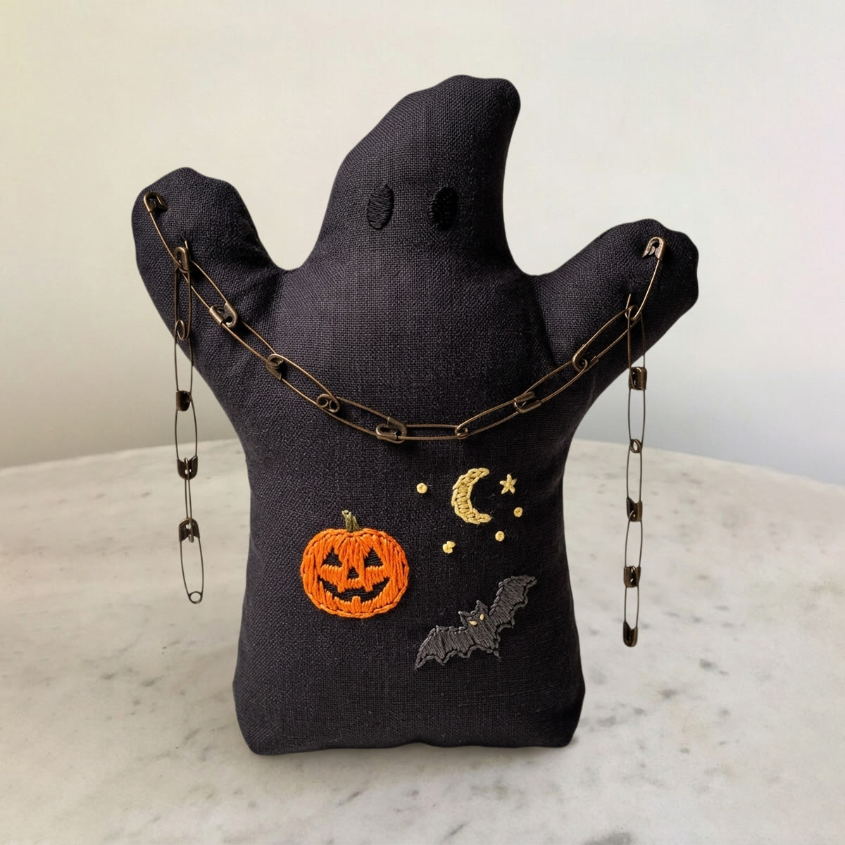 Rubbyoo Ghost Embroidery Kit - Tiny Jack-o-lantern | Simple Handmade Halloween Gift | Easy Sewing Kit For Beginners - 6 inches hoop kit - image 1