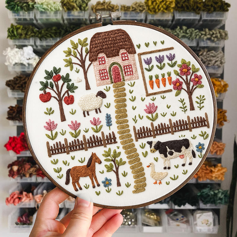 Rubbyoo Embroidery Kit - Harvest Farm | Beautiful Landscape Craft | Perfect Needle Set For Beginner - image 8