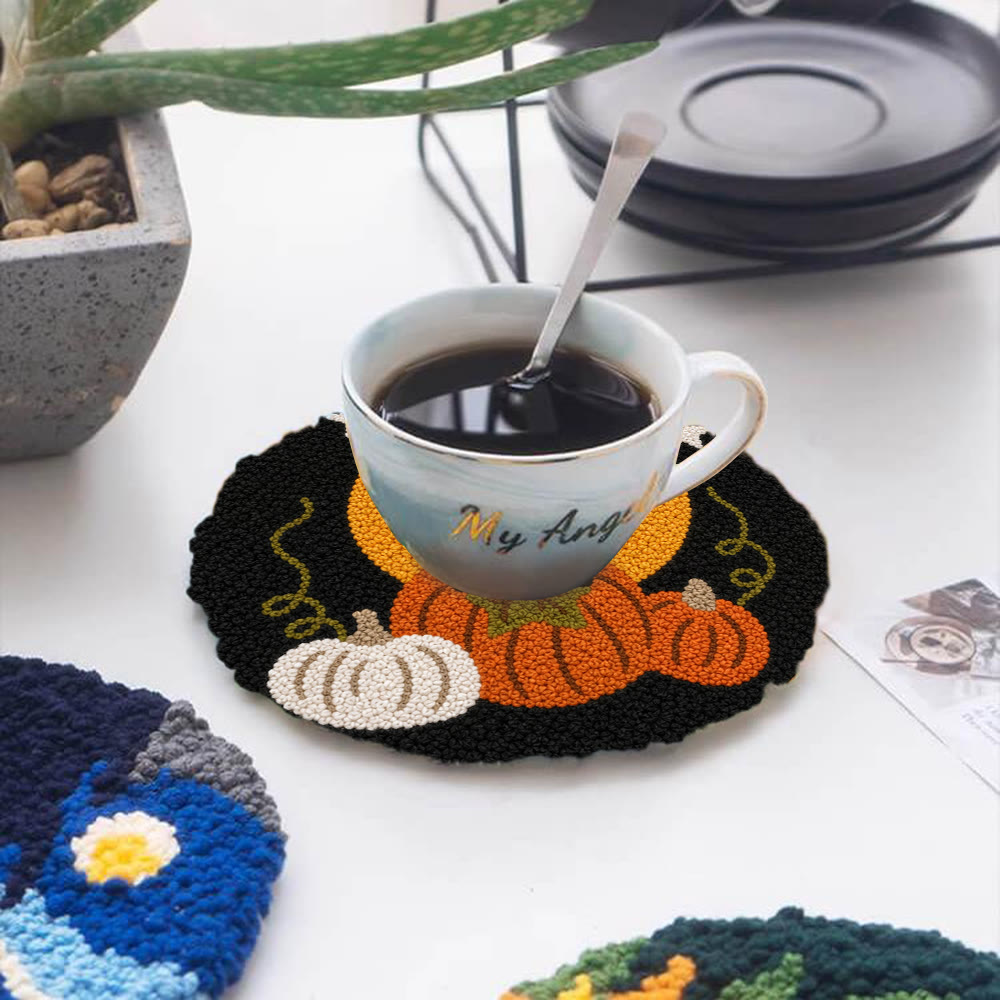 Halloween Kitty Cat Punch Needle Kit - Hand-stitched Whimsical Fiber Art | Special Halloween Gift For Friends - 5 inch Coaster Kit - image 12