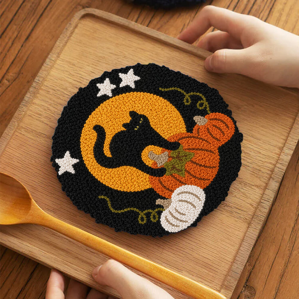 Halloween Kitty Cat Punch Needle Kit - Hand-stitched Whimsical Fiber Art | Special Halloween Gift For Friends - image 11