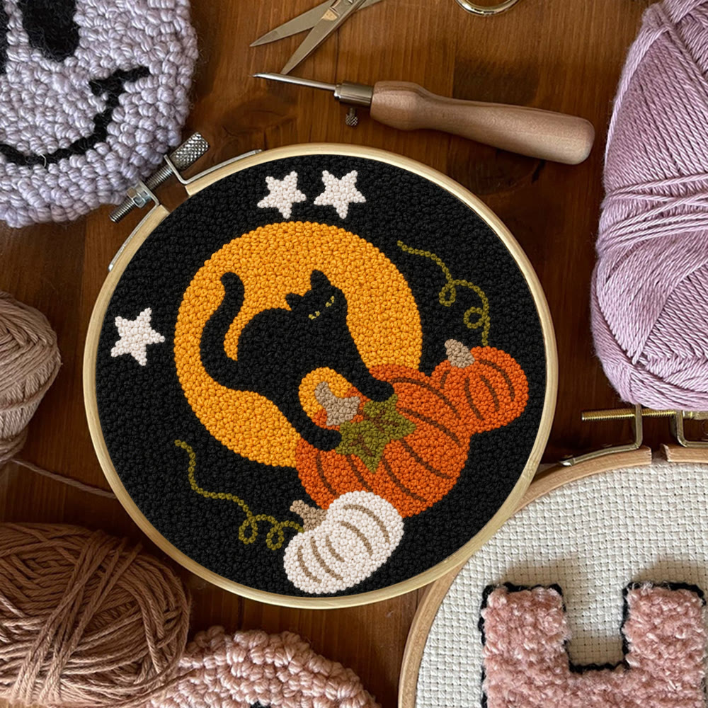 Halloween Kitty Cat Punch Needle Kit - Hand-stitched Whimsical Fiber Art | Special Halloween Gift For Friends - image 10