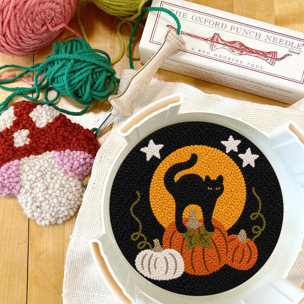 Halloween Kitty Cat Punch Needle Kit - Hand-stitched Whimsical Fiber Art | Special Halloween Gift For Friends - image 7