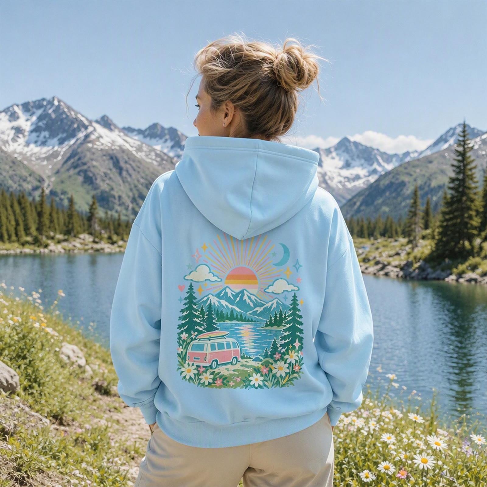 Rubbyoo  Sunrise  In The Mountain Scene Unisex Hoodie - image 2