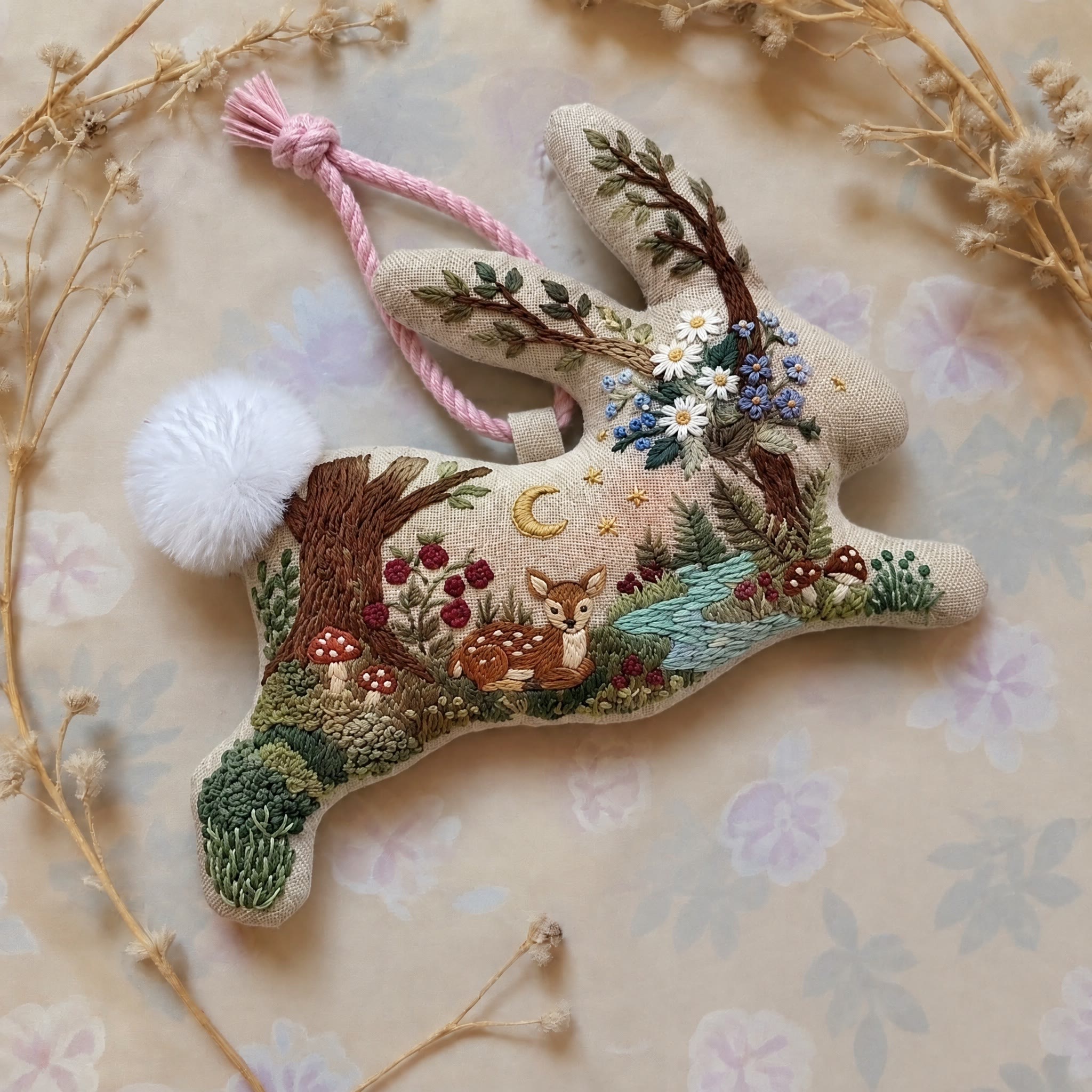 Rubbyoo Rabbit Embroidery Kit -  The Peaceful Deer | Cozy Woodland Craft | Lovely Creature Art For Nature Lovers - image 2