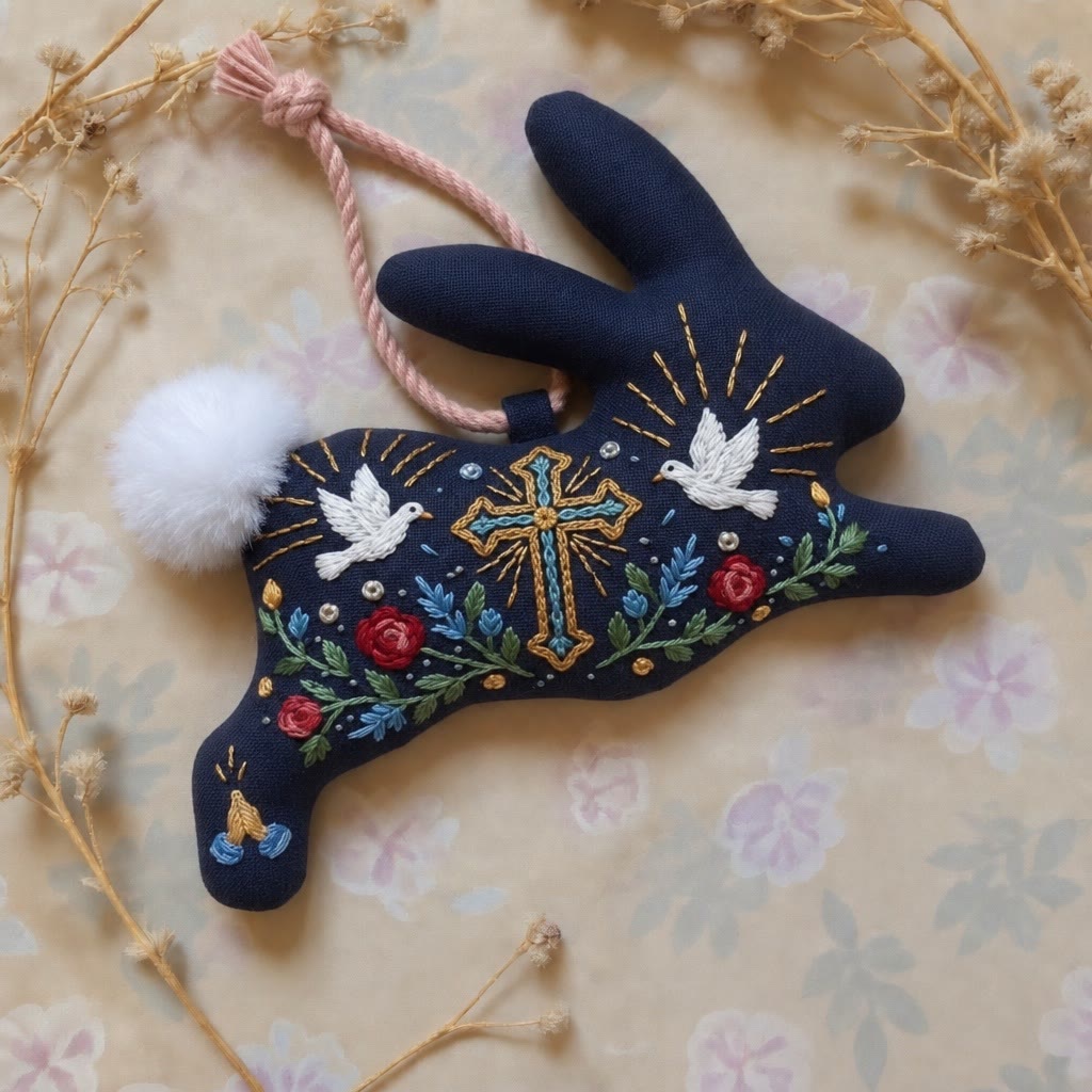 Rubbyoo Rabbit Embroidery Kit - Sacred Cross And Dove | Christian Religious Diy Craft | Faithful Holiday Room Ornament - image 3