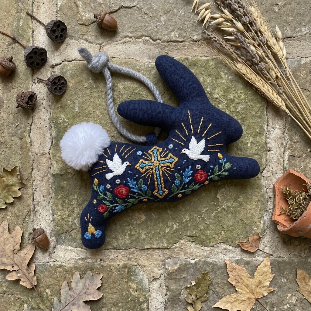 Rubbyoo Rabbit Embroidery Kit - Sacred Cross And Dove | Christian Religious Diy Craft | Faithful Holiday Room Ornament - image 6