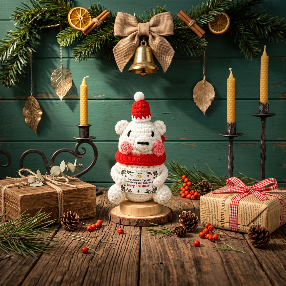 Rubbyoo Lovely Christmas Doll - Handmade Festive Crochet Accent | Inspirational Holiday Desk Decor - Polar bear - image 6
