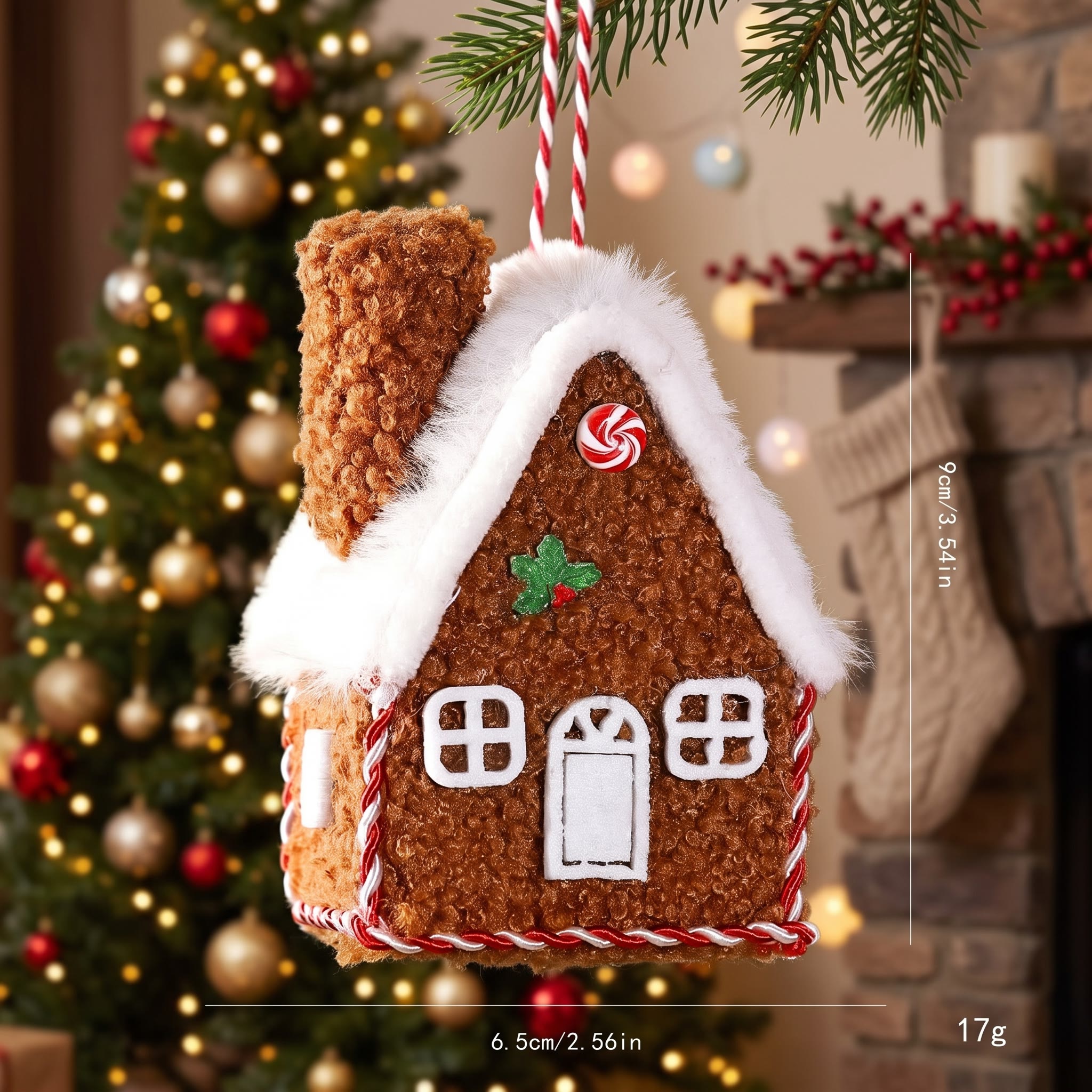 Rubbyoo Mini Christmas House - Festive Fabric Room Ornament| Charming Cozy Xmas Tree Hanging - image 4